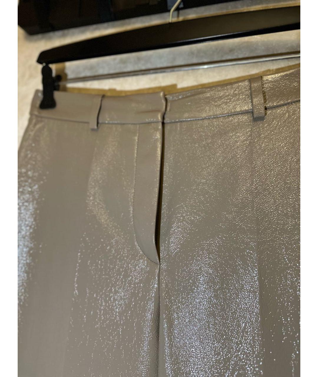 12 STOREEZ Бежевые полиуретановые брюки широкие, фото 4
