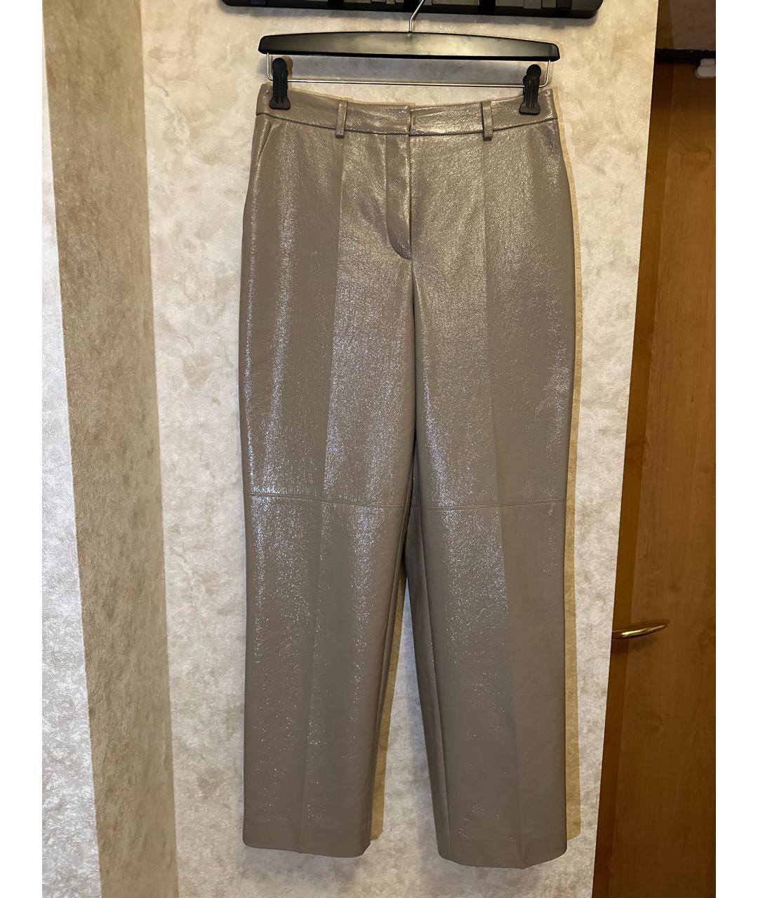 12 STOREEZ Бежевые полиуретановые брюки широкие, фото 9