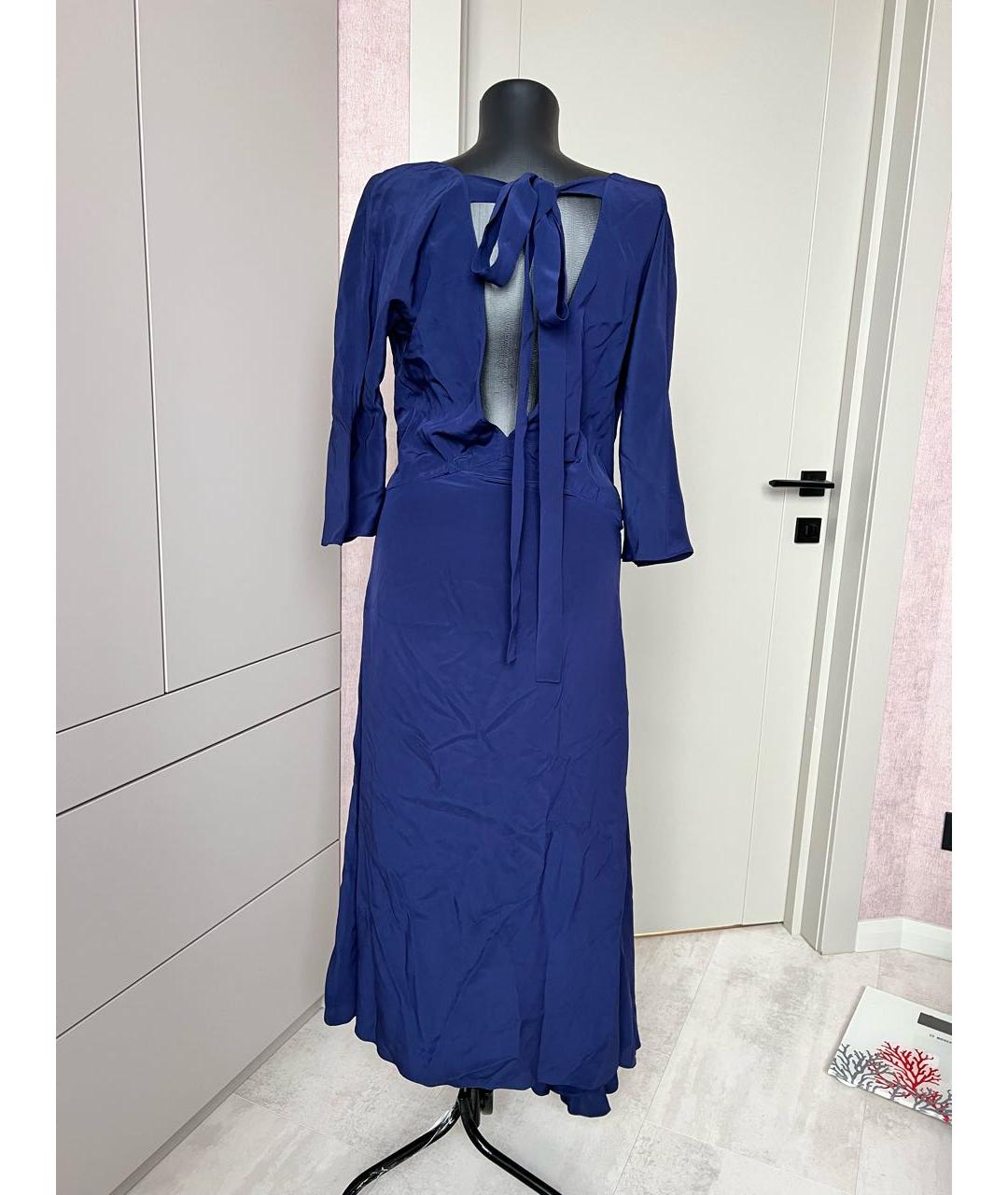 PRADA Темно-синее шелковое платье, фото 3