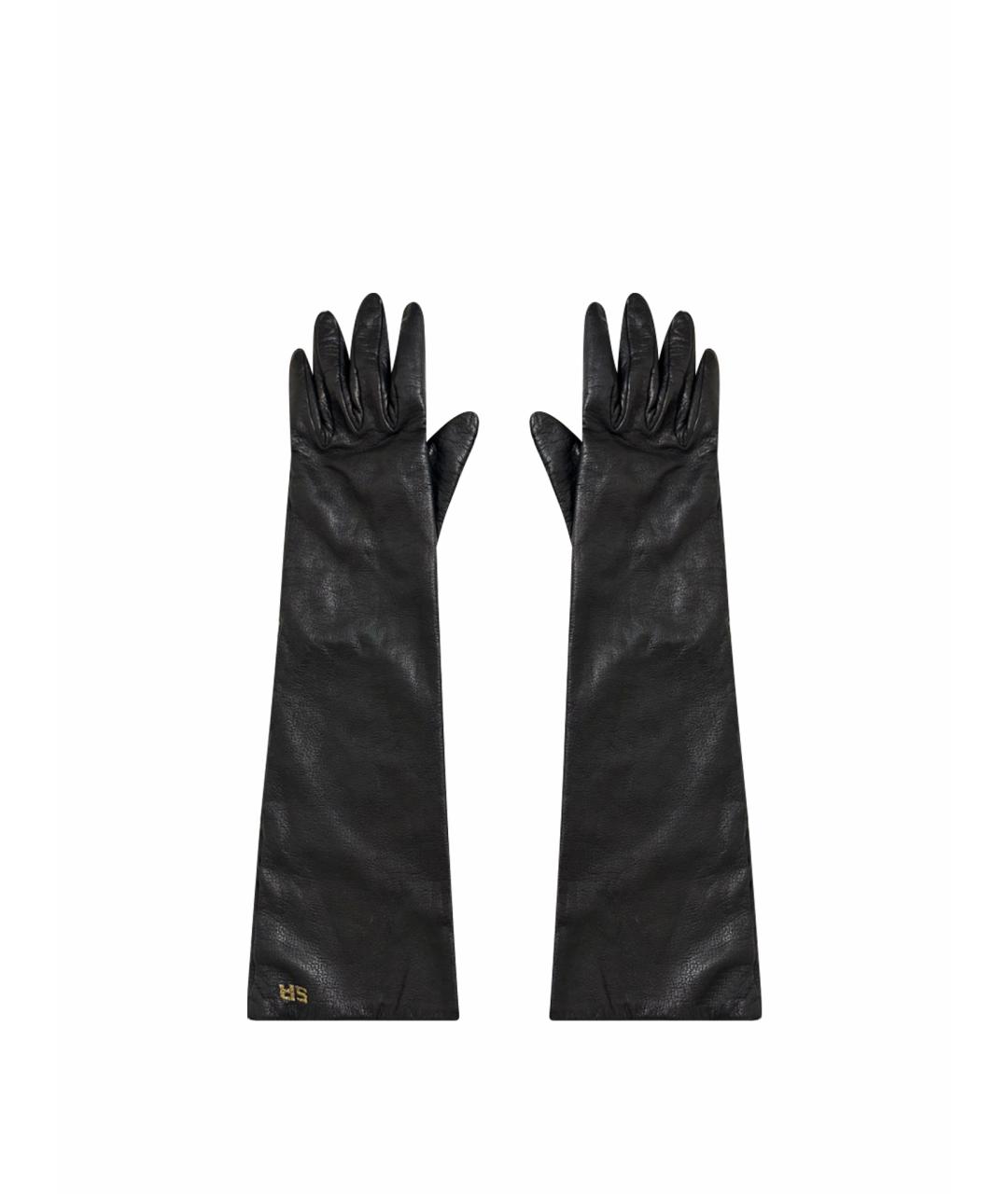 SONIA RYKIEL Черные кожаные перчатки, фото 1