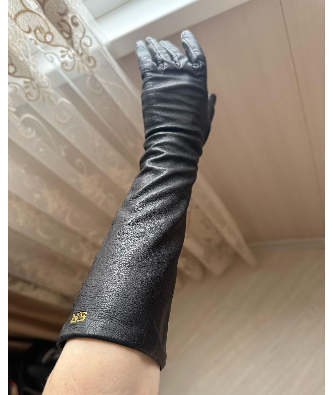 SONIA RYKIEL Черные кожаные перчатки, фото 7
