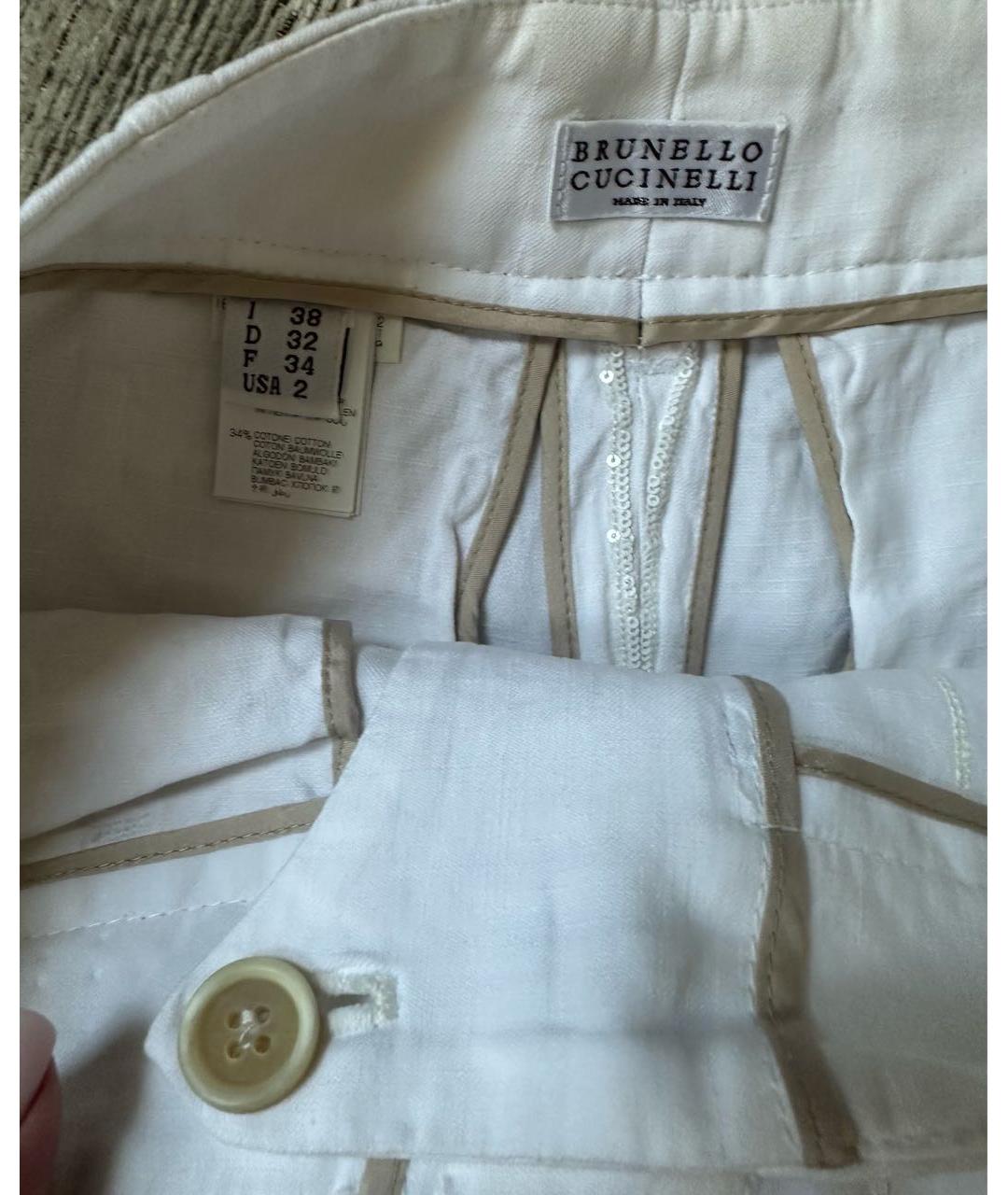 BRUNELLO CUCINELLI Белые льняные брюки узкие, фото 2