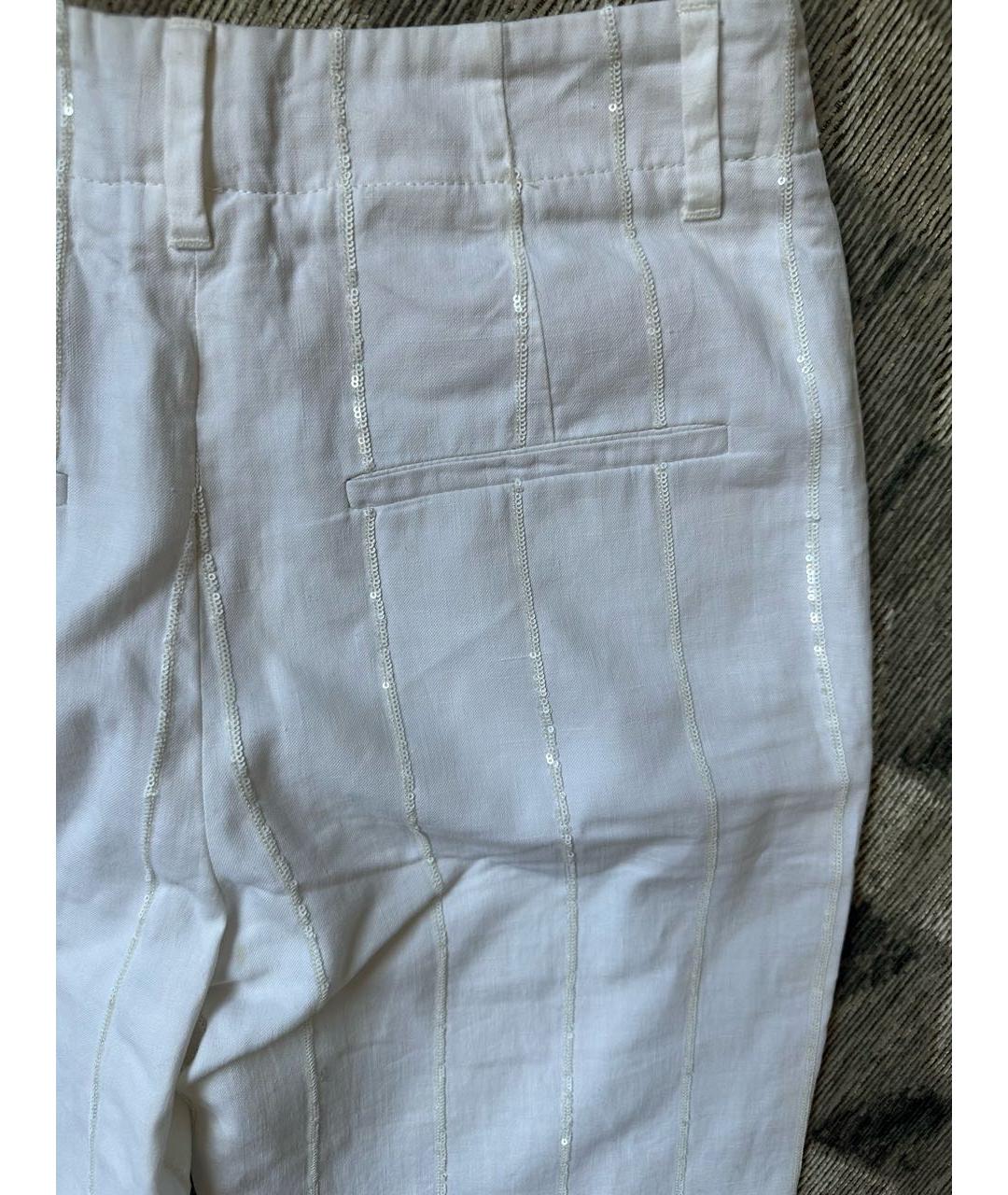 BRUNELLO CUCINELLI Белые льняные брюки узкие, фото 5