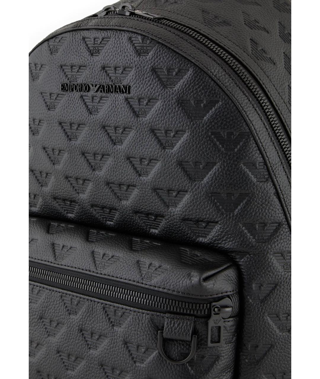 EMPORIO ARMANI Черный кожаный рюкзак, фото 4