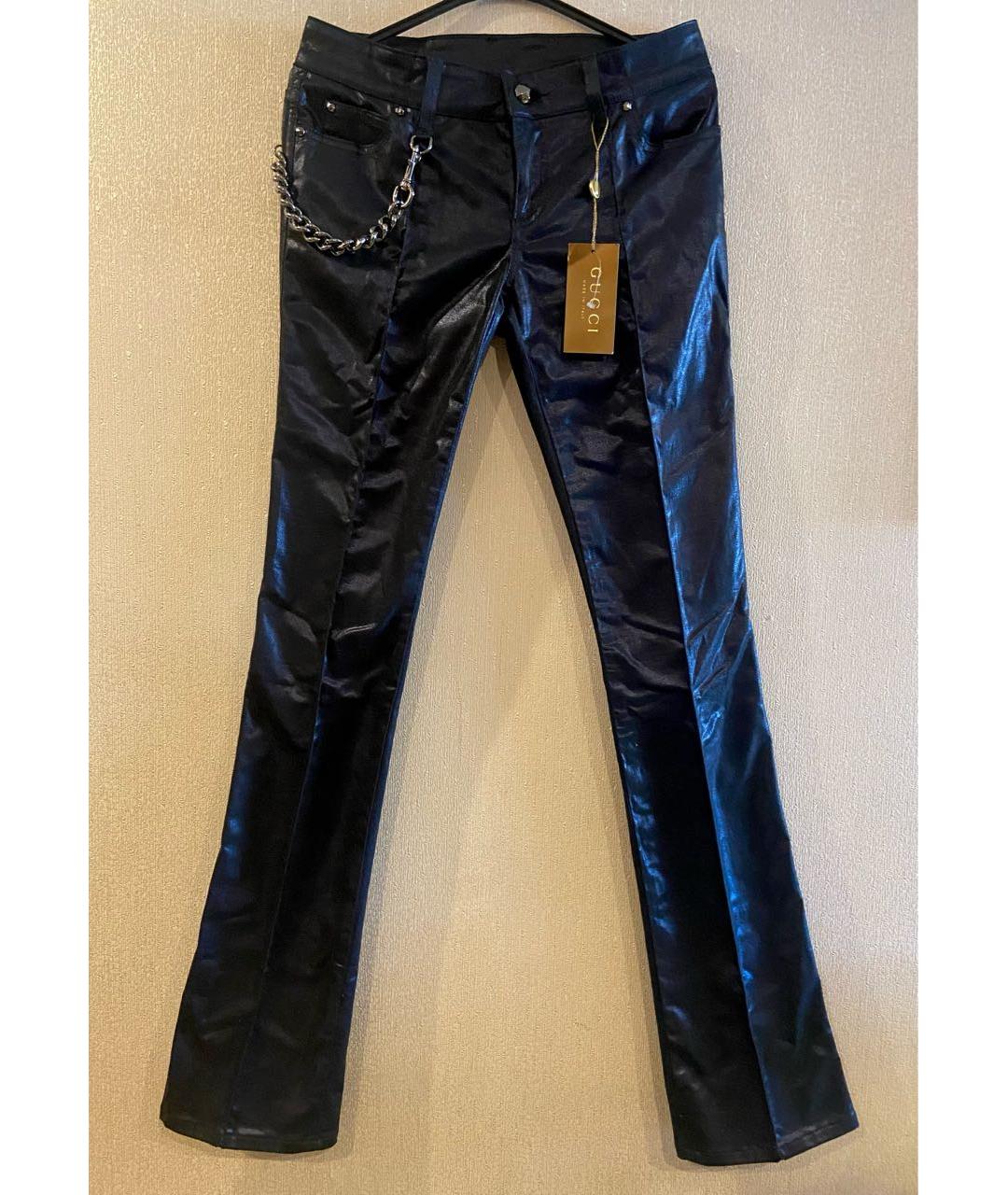 GUCCI Темно-синие хлопко-эластановые брюки узкие, фото 9