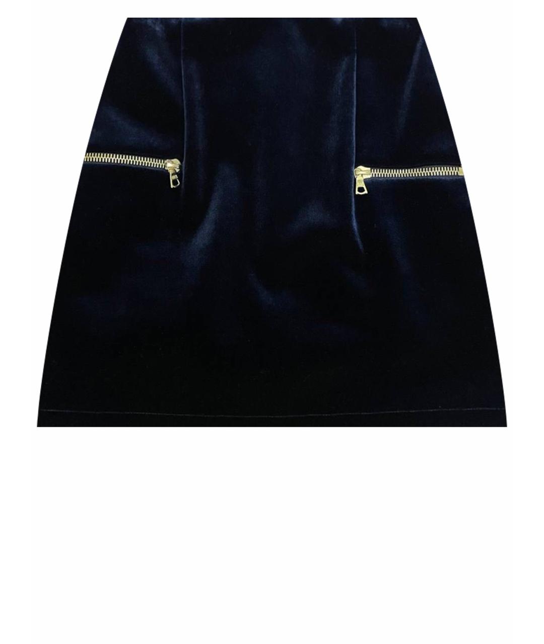 SANDRO Темно-синяя бархатная юбка мини, фото 1