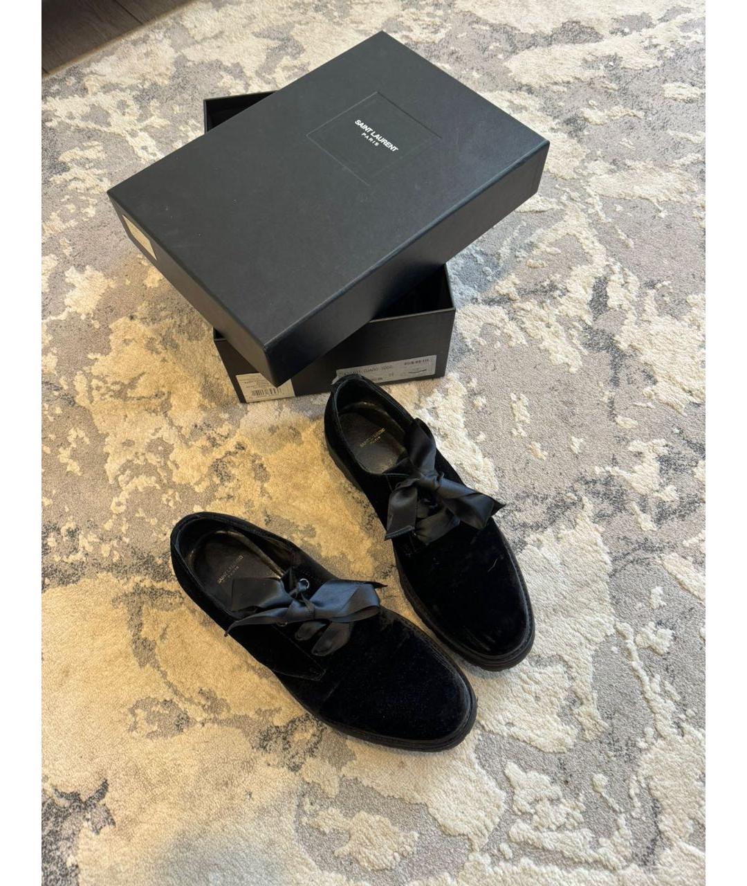 SAINT LAURENT Черные бархатные ботинки, фото 3