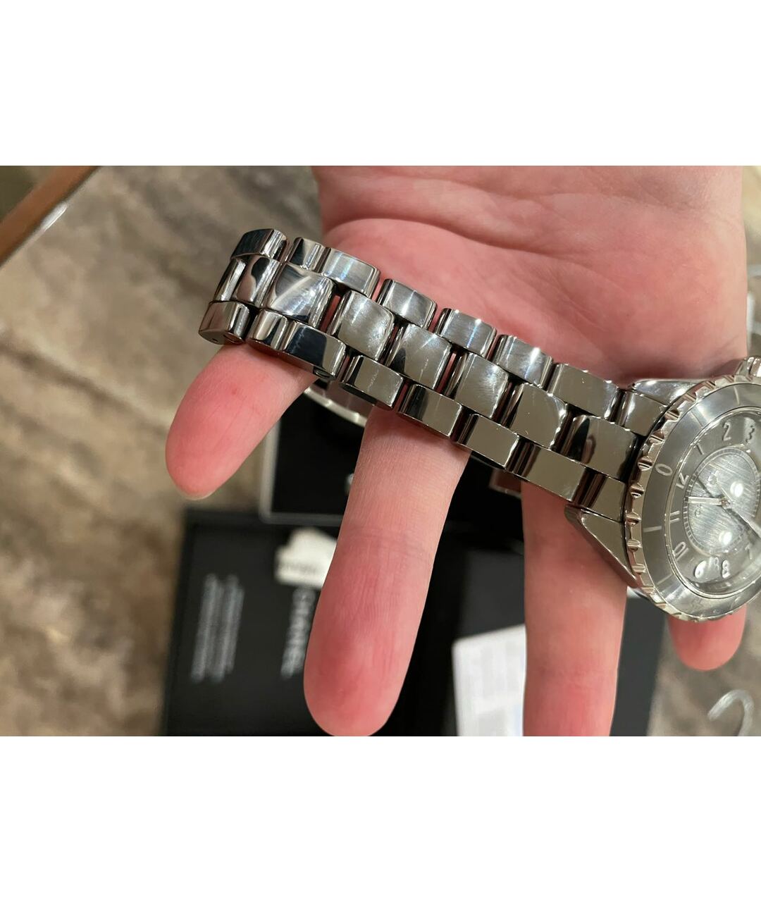 CHANEL PRE-OWNED Серые керамические часы, фото 3