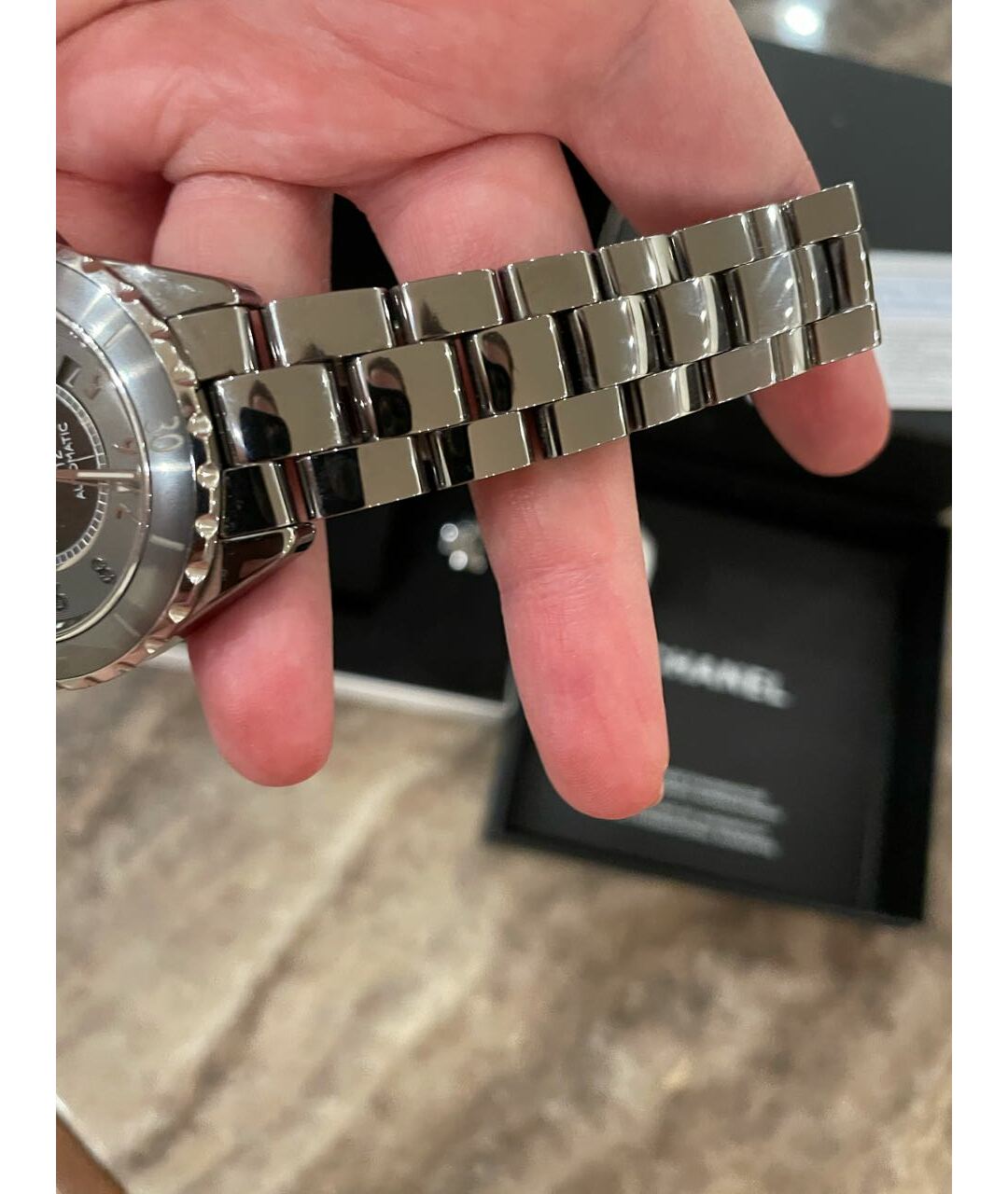 CHANEL PRE-OWNED Серые керамические часы, фото 4