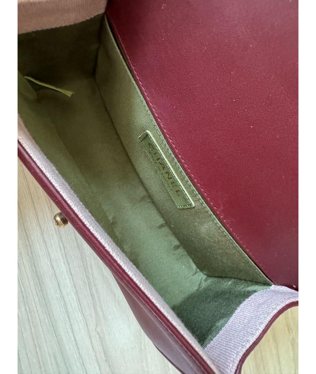 CHANEL PRE-OWNED Бордовая кожаная сумка через плечо, фото 8