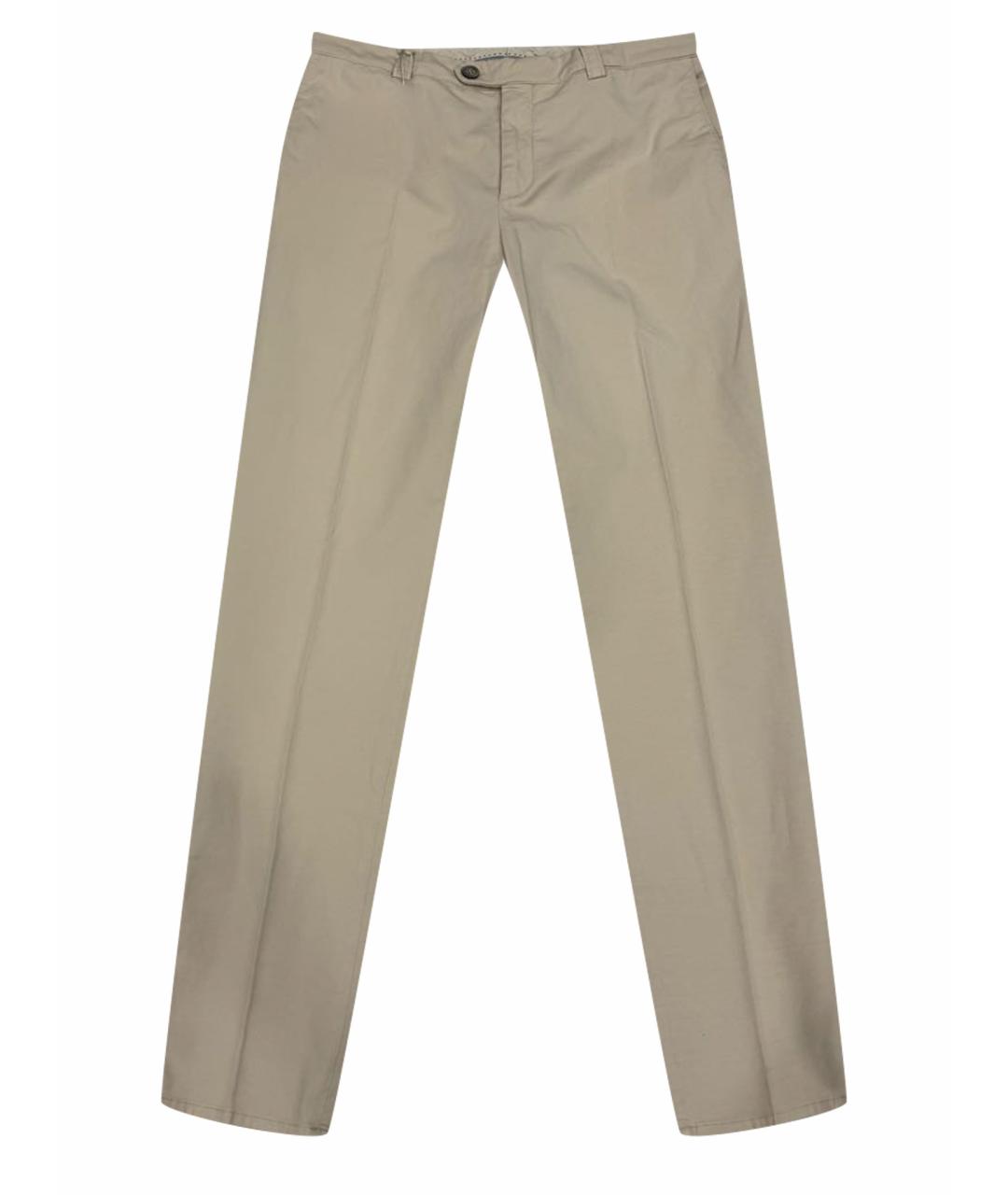 BRUNELLO CUCINELLI Бежевые хлопко-эластановые повседневные брюки, фото 1