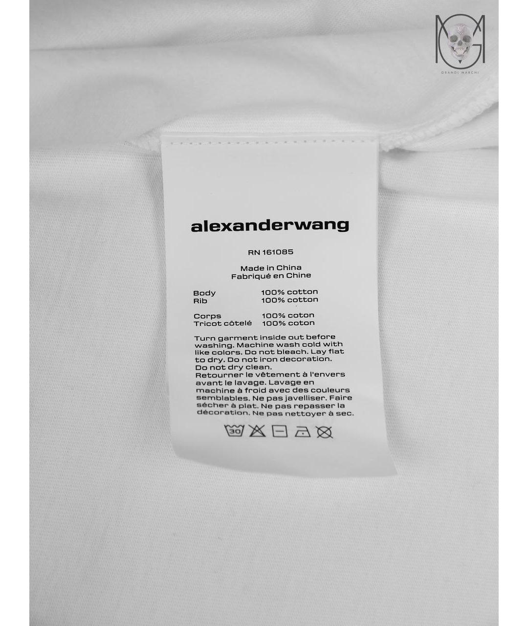 ALEXANDER WANG Белая хлопковая футболка, фото 5