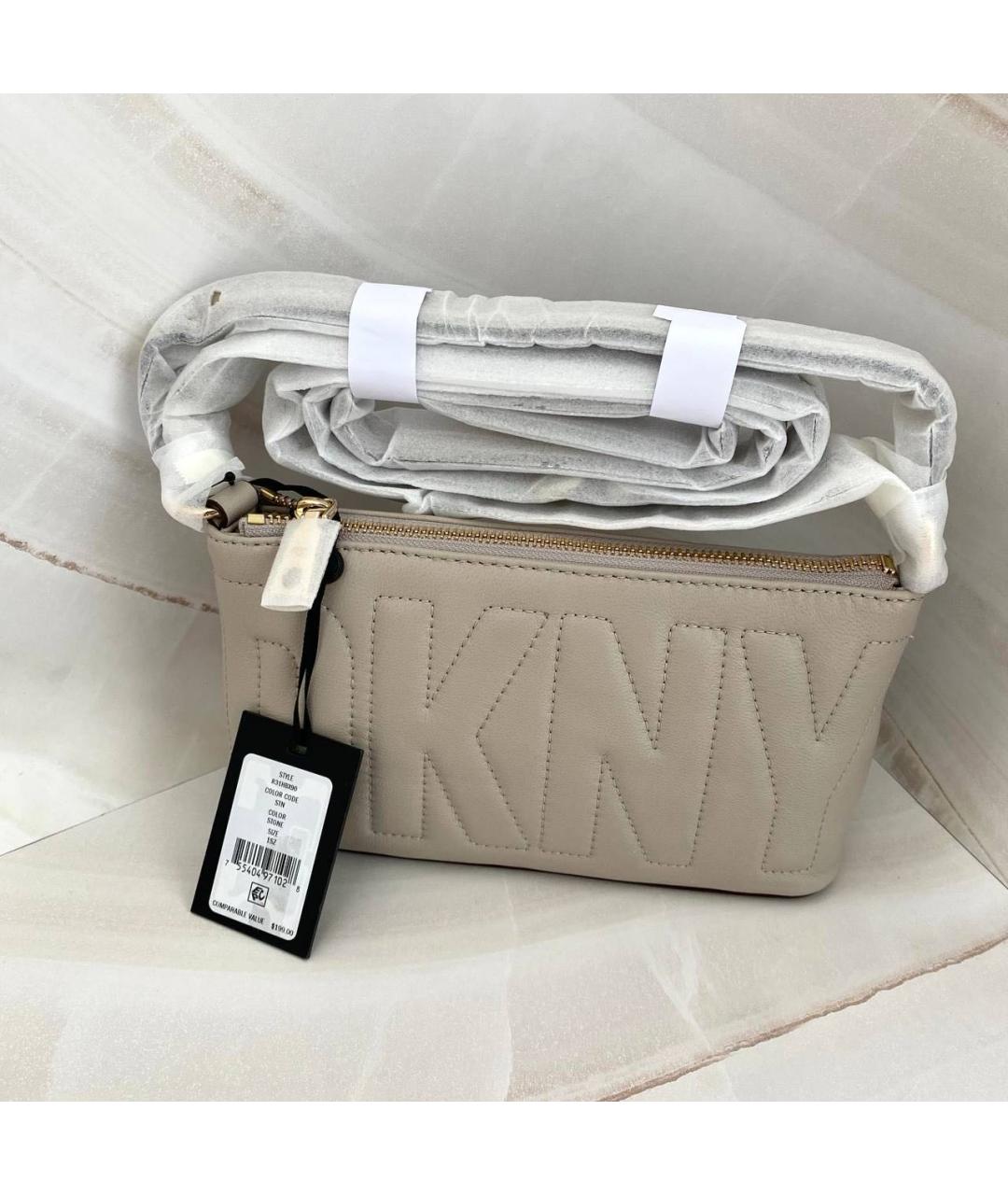 DKNY Бежевая кожаная сумка через плечо, фото 6