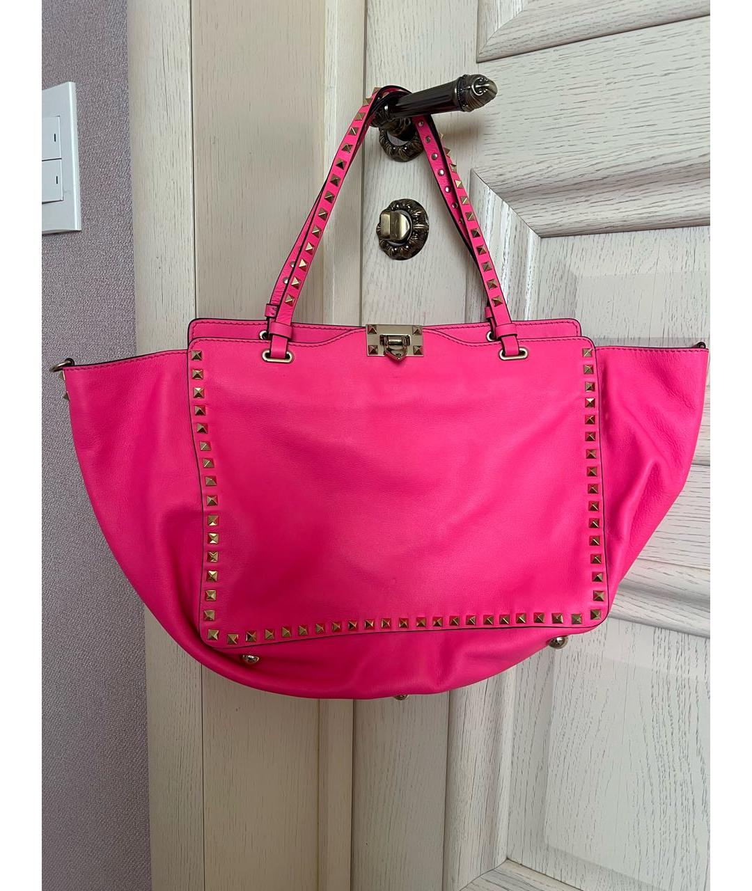 VALENTINO Розовая кожаная сумка с короткими ручками, фото 3