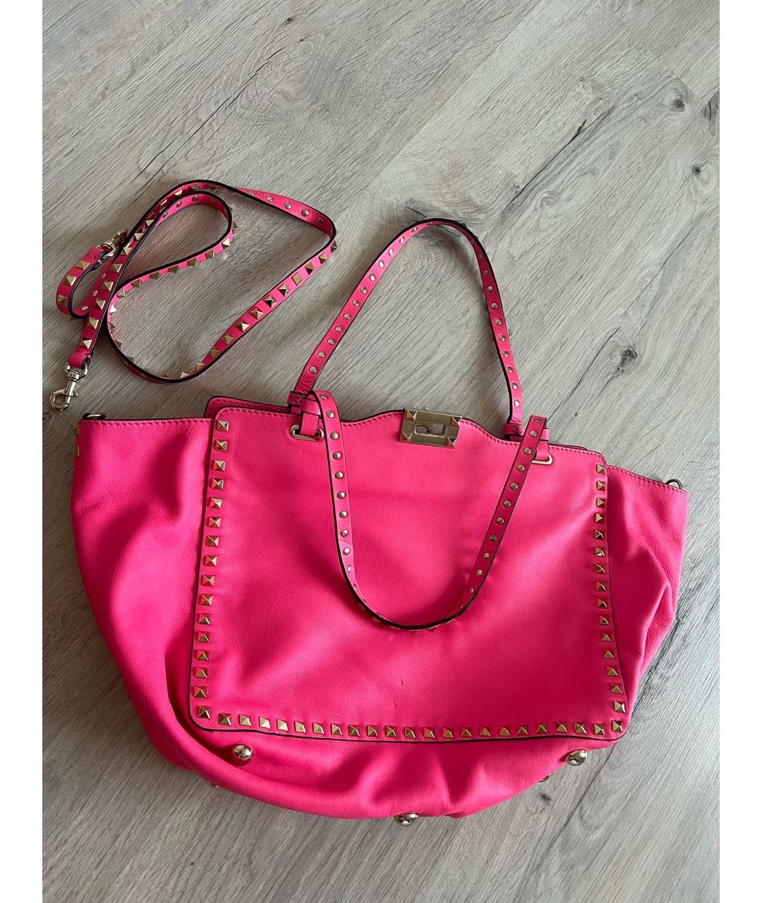 VALENTINO Розовая кожаная сумка с короткими ручками, фото 4