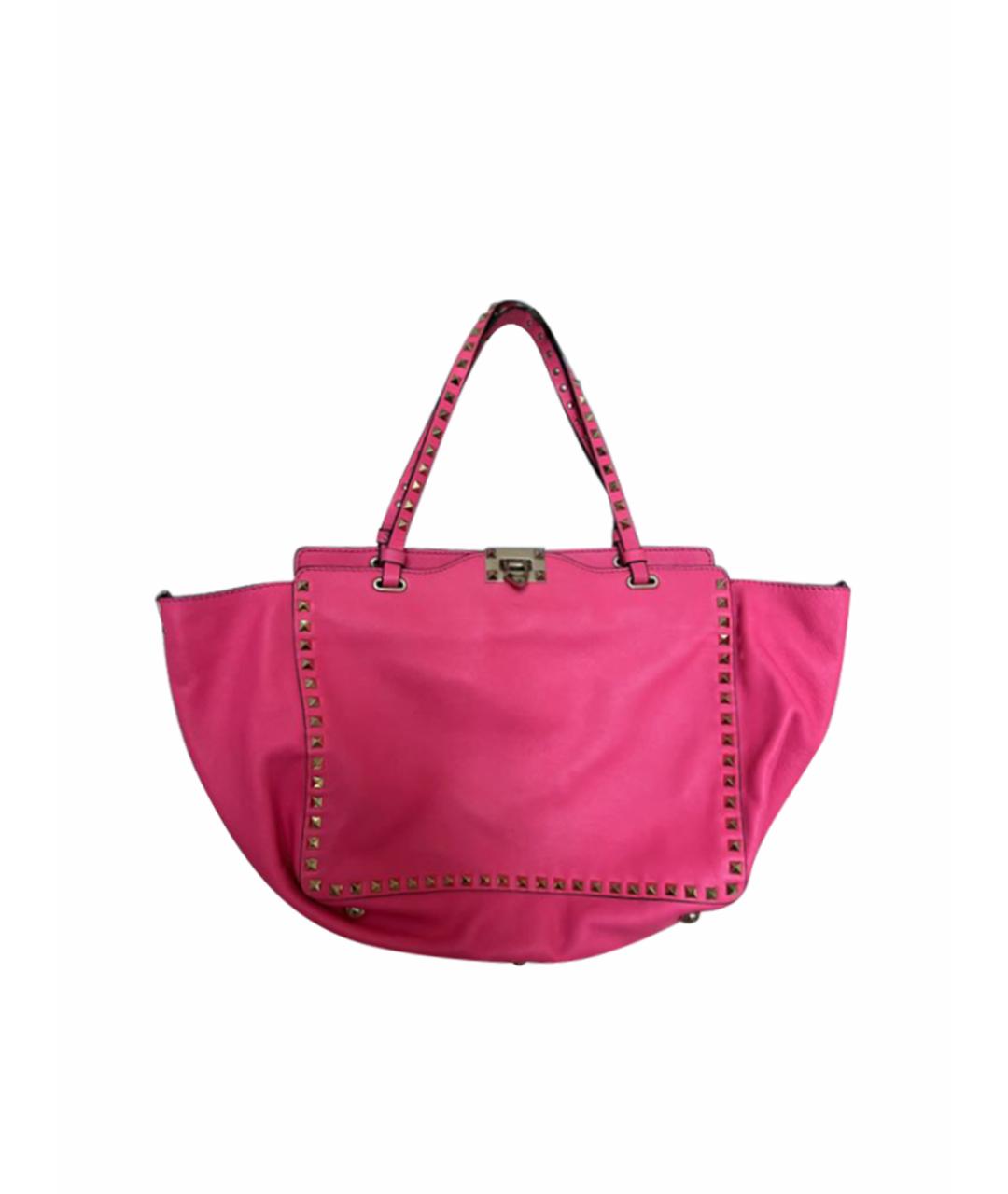 VALENTINO Розовая кожаная сумка с короткими ручками, фото 1