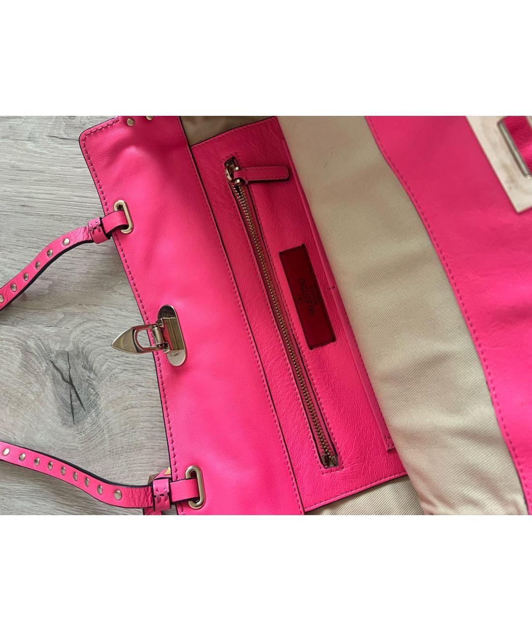 VALENTINO Розовая кожаная сумка с короткими ручками, фото 2