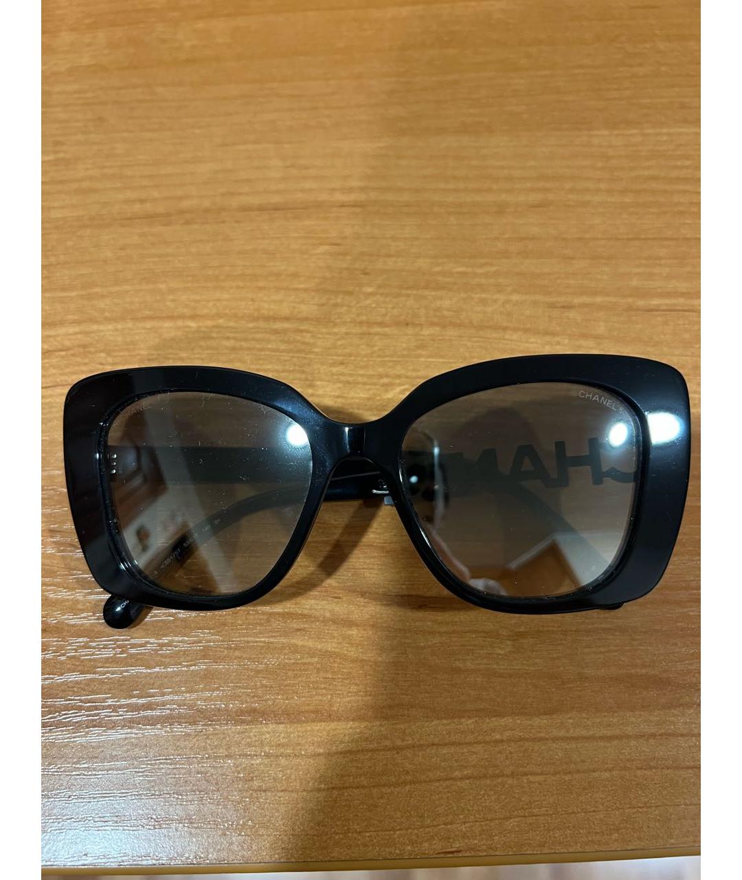 CHANEL PRE-OWNED Коричневые пластиковые солнцезащитные очки, фото 7