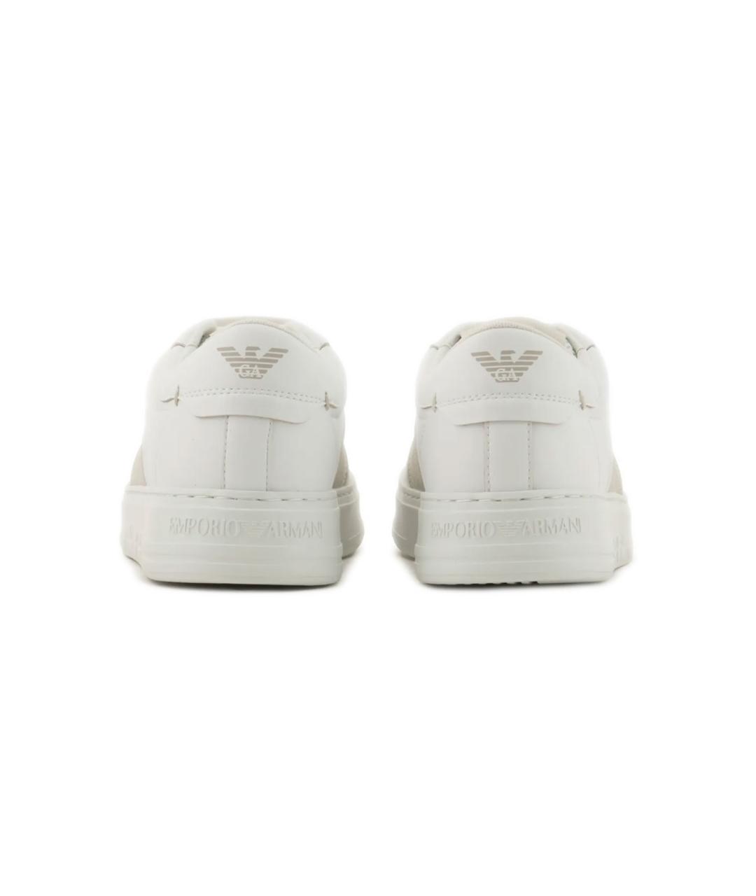 EMPORIO ARMANI Белые кожаные низкие кроссовки / кеды, фото 3