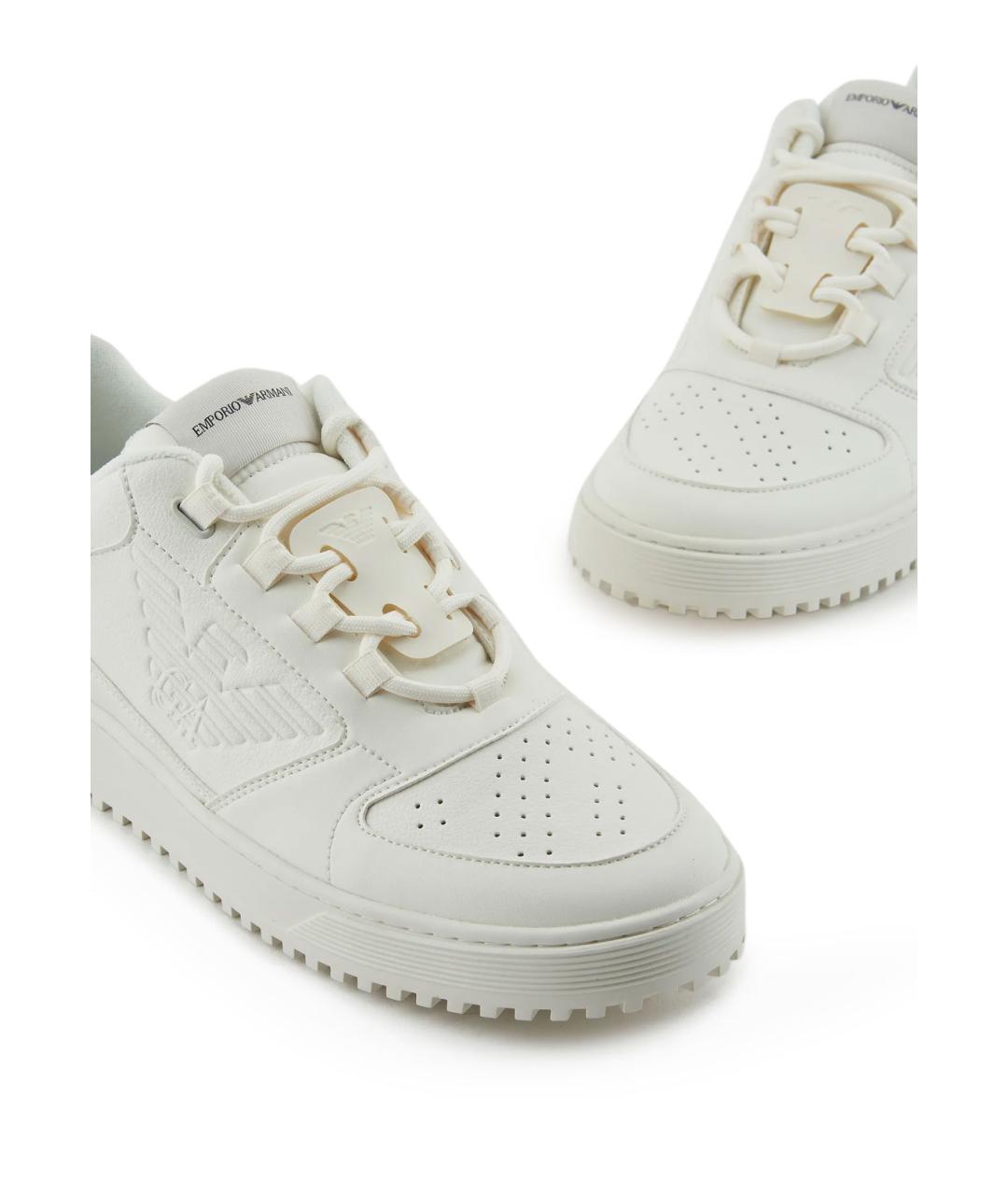 EMPORIO ARMANI Белые синтетические низкие кроссовки / кеды, фото 4
