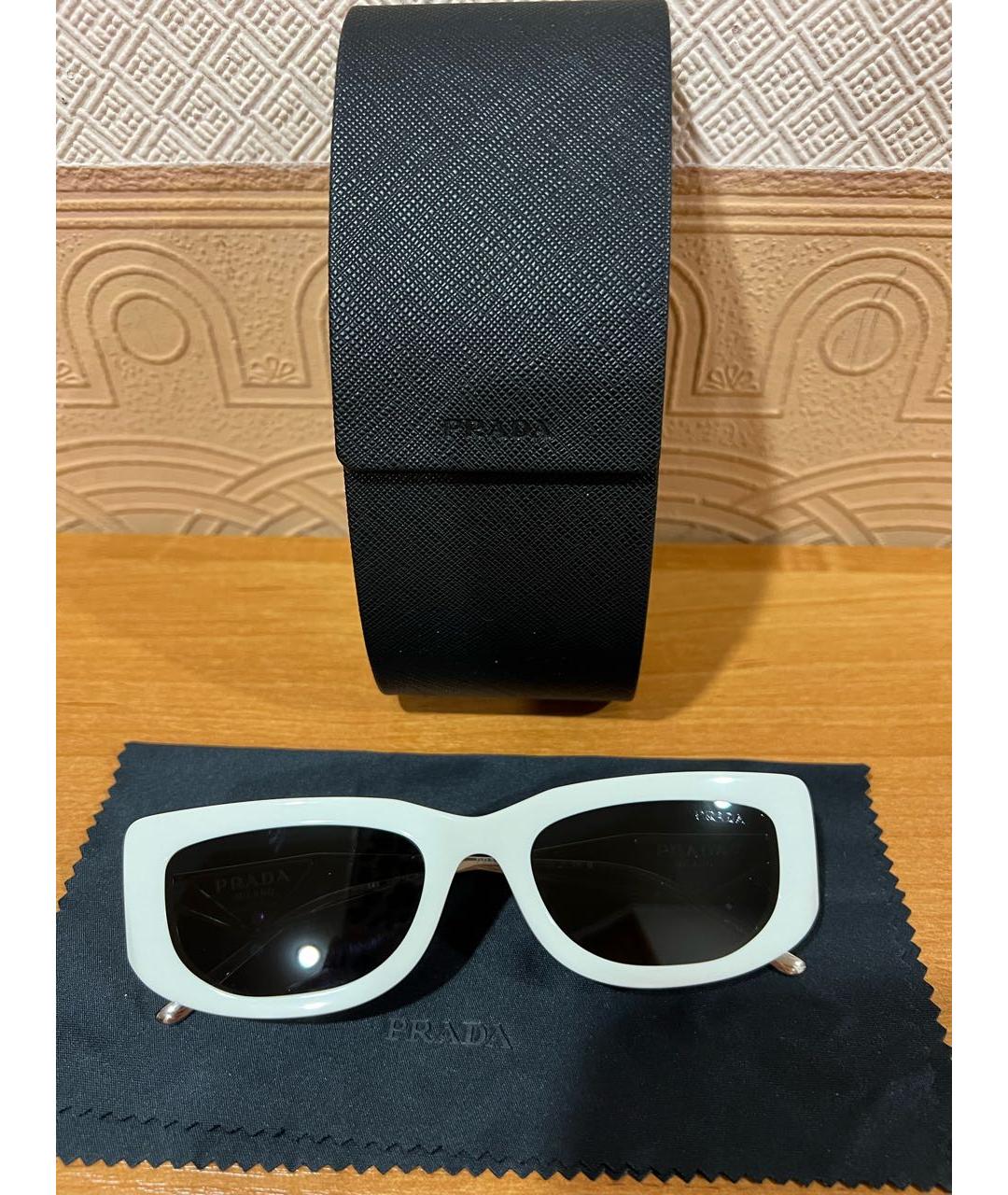 PRADA Белые пластиковые солнцезащитные очки, фото 8