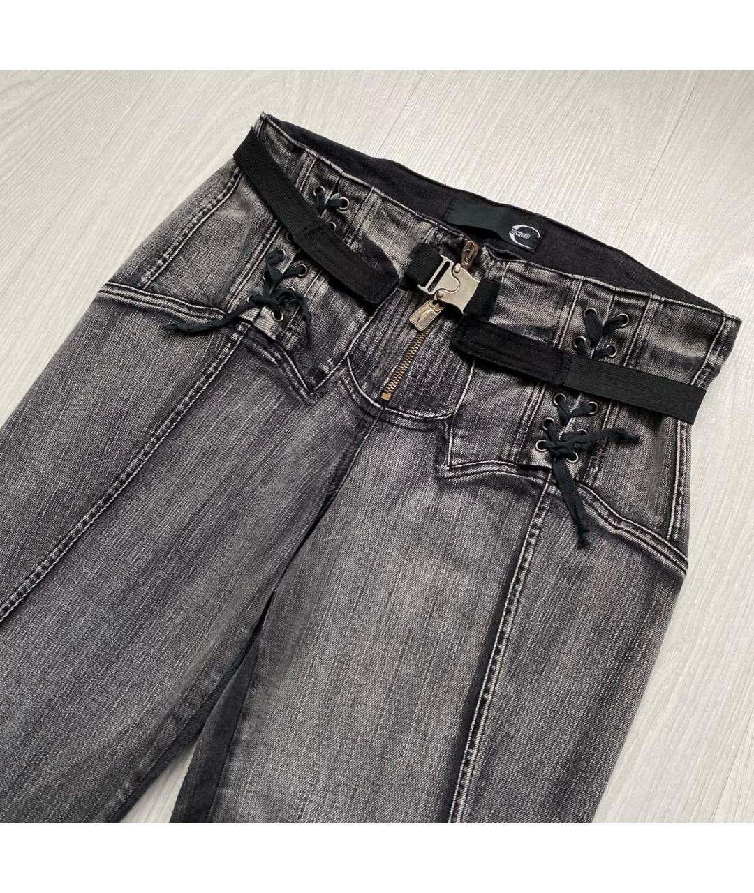 JUST CAVALLI Серые хлопко-эластановые джинсы слим, фото 2