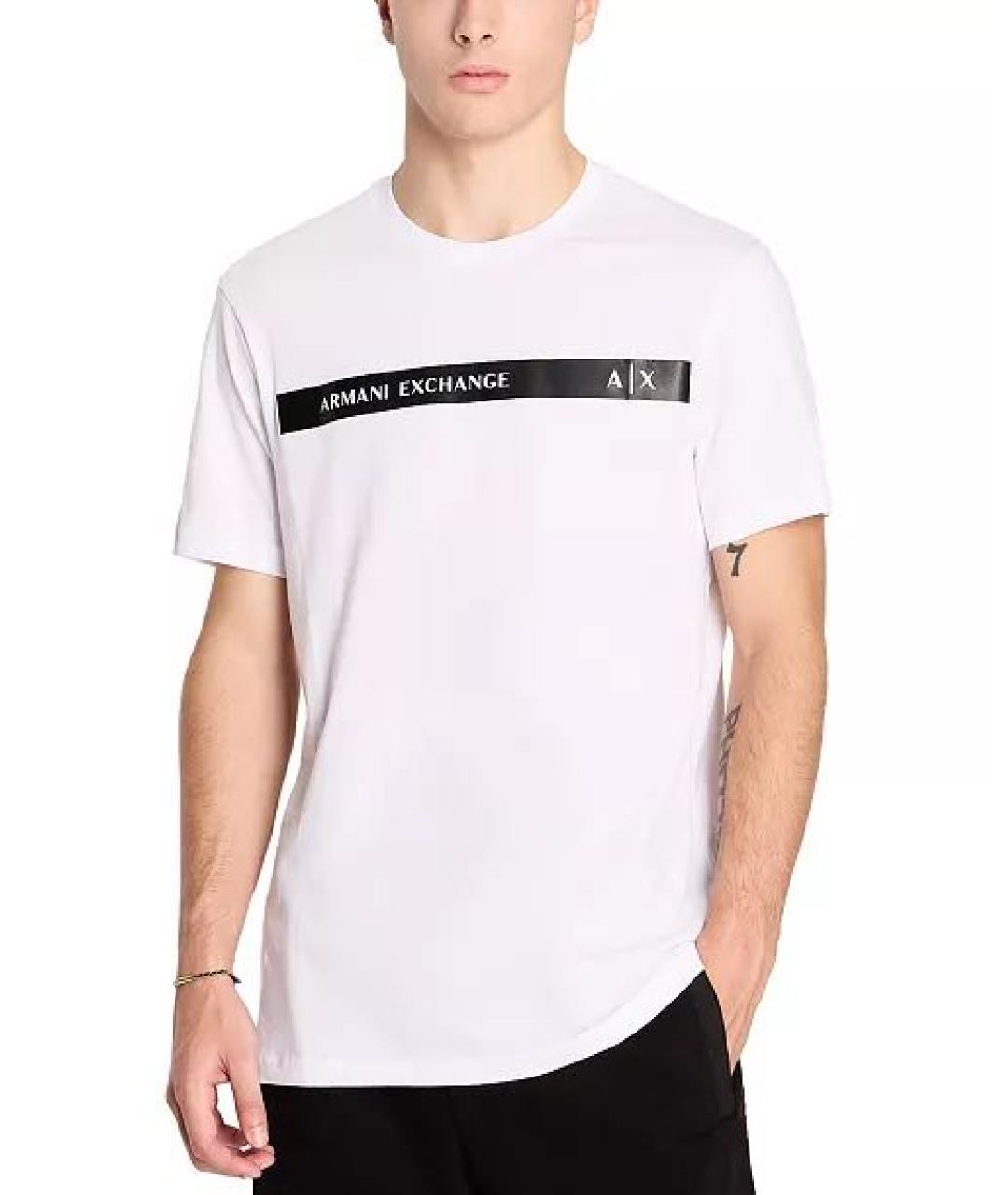 ARMANI EXCHANGE Белая хлопко-полиэстеровая футболка, фото 3