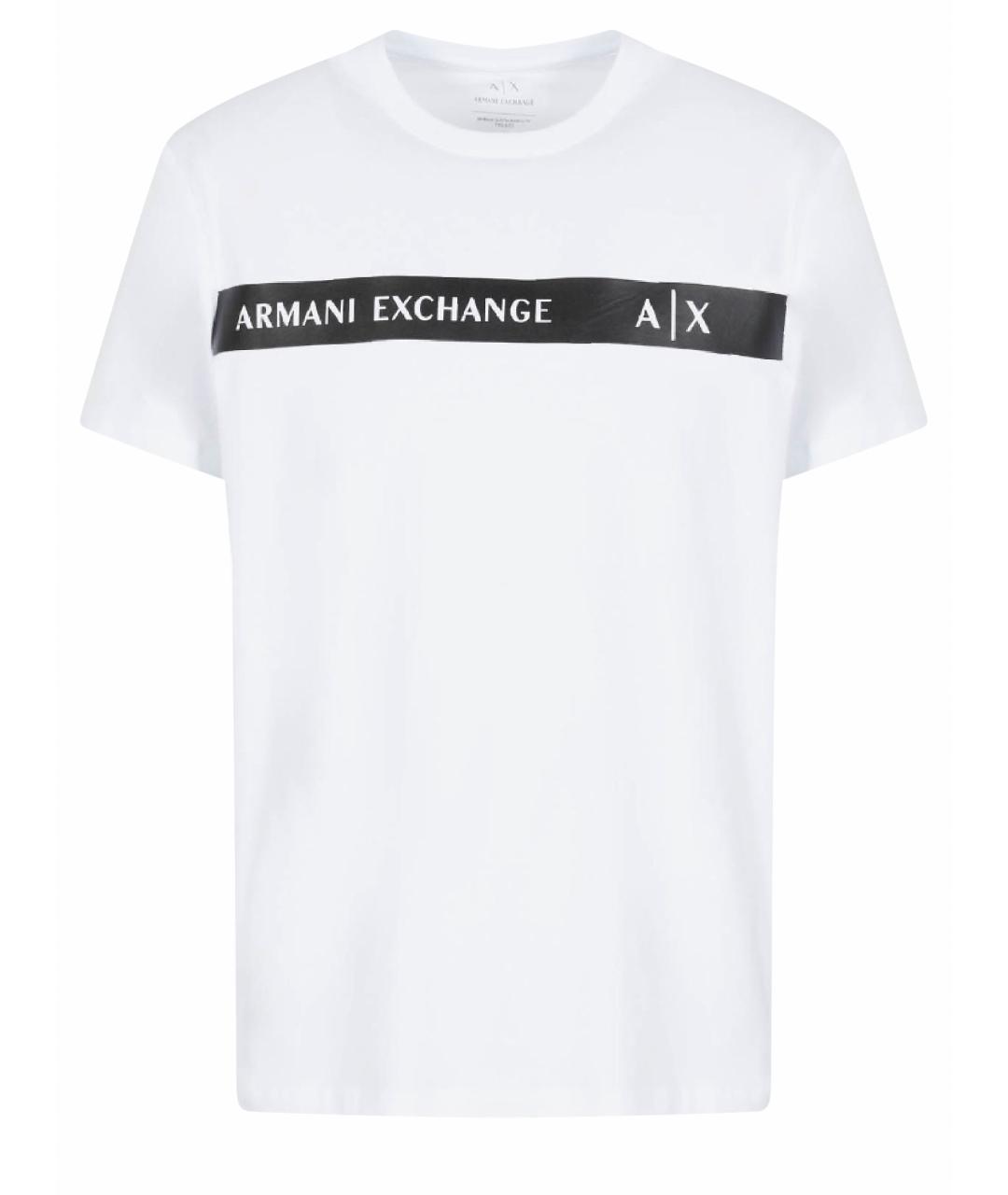 ARMANI EXCHANGE Белая хлопко-полиэстеровая футболка, фото 1