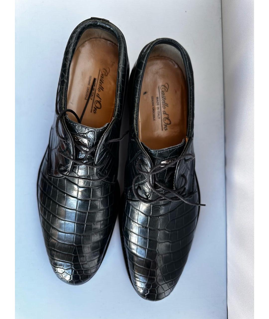 CASTELLO D'ORO Темно-синие туфли из экзотической кожи, фото 3