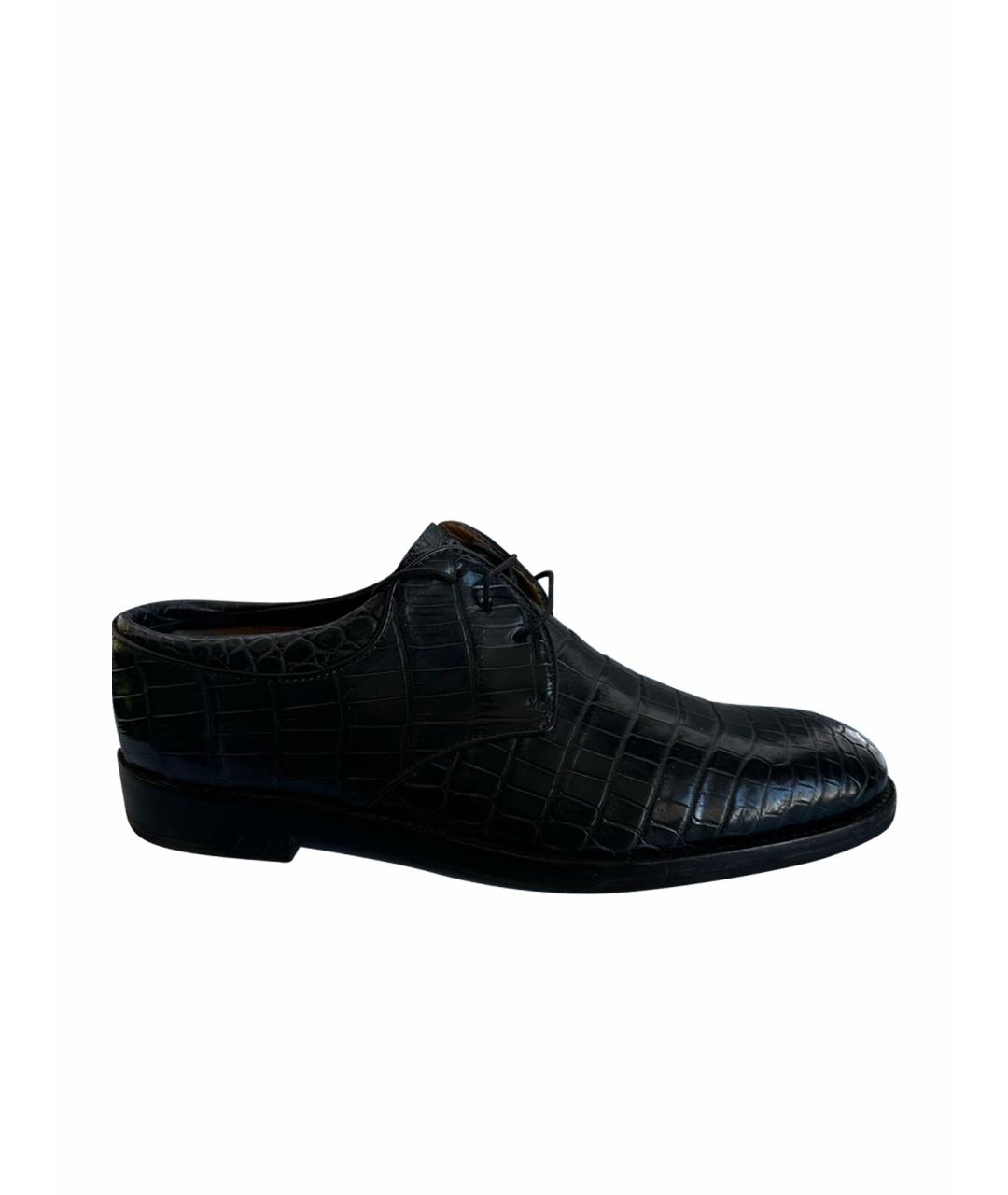 CASTELLO D'ORO Темно-синие туфли из экзотической кожи, фото 1