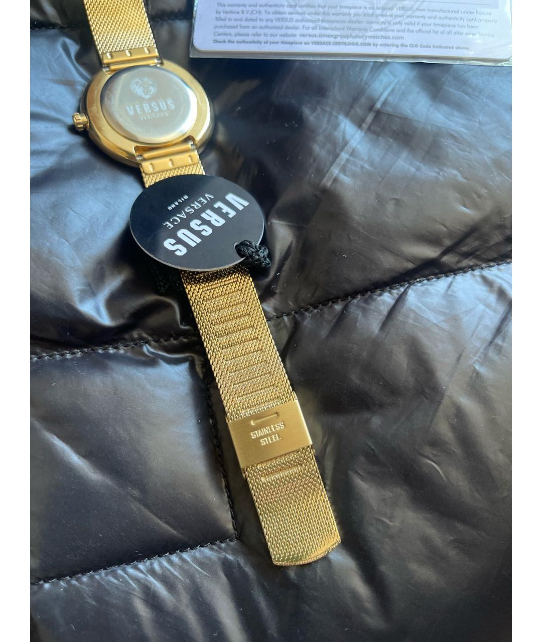 VERSUS VERSACE Золотые металлические часы, фото 6