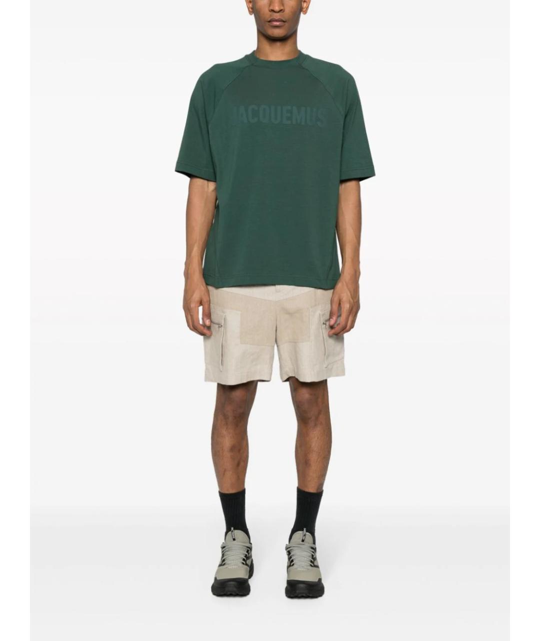 JACQUEMUS Зеленая хлопко-эластановая футболка, фото 2