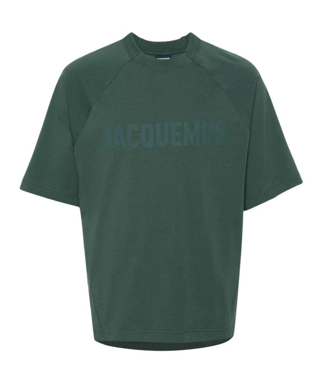 JACQUEMUS Зеленая хлопко-эластановая футболка, фото 1