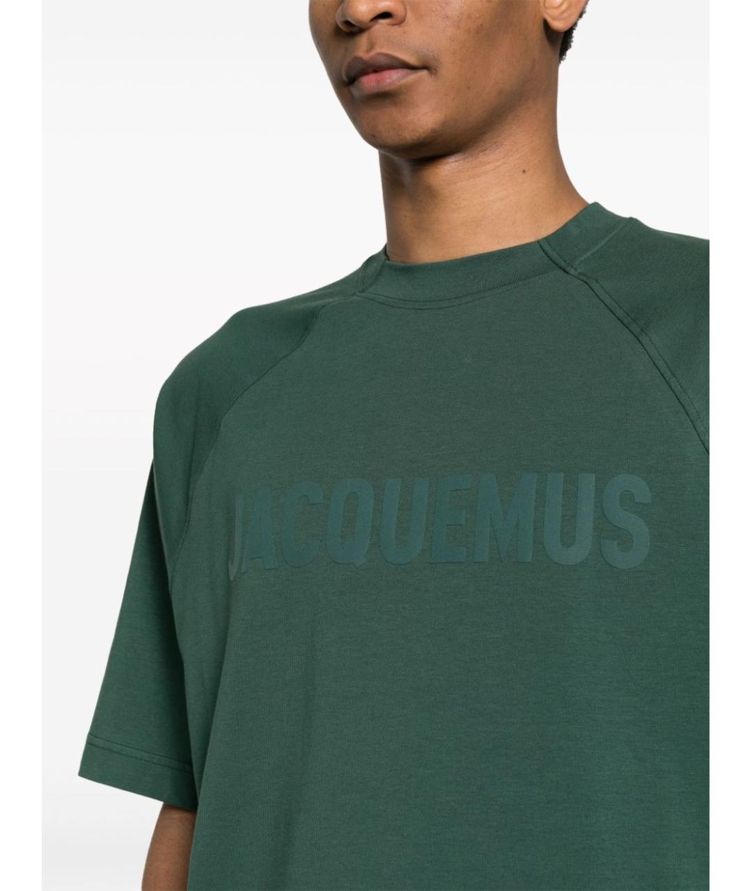 JACQUEMUS Зеленая хлопко-эластановая футболка, фото 3