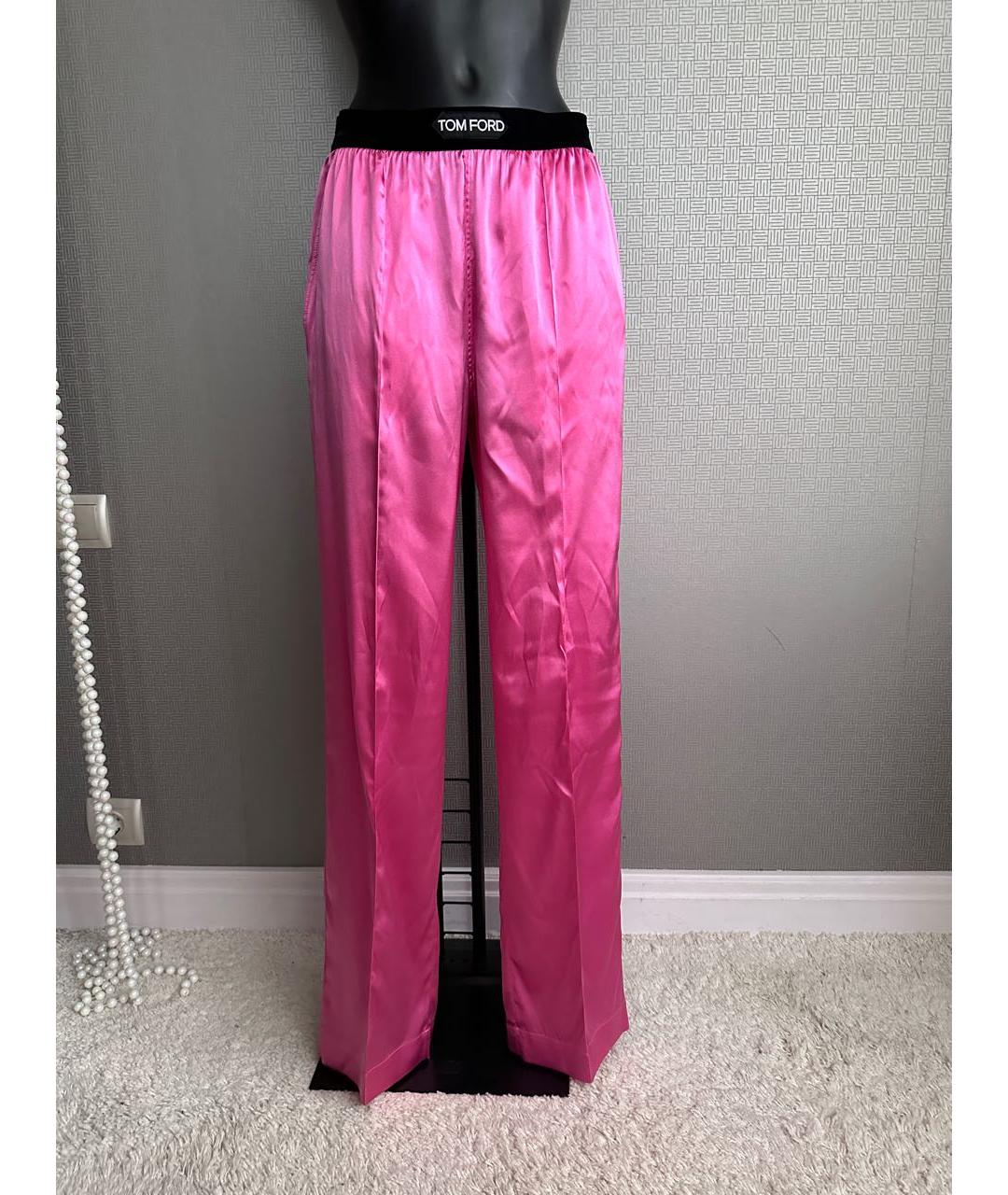 TOM FORD Розовые шелковые прямые брюки, фото 5