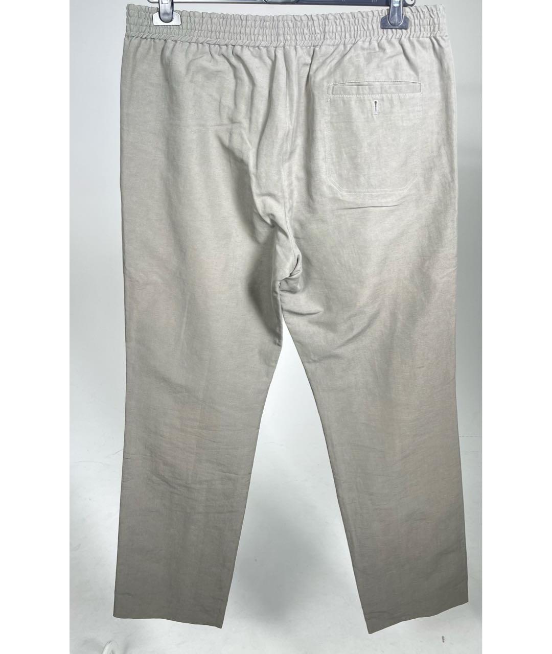 HERMES PRE-OWNED Бежевые льняные повседневные брюки, фото 2