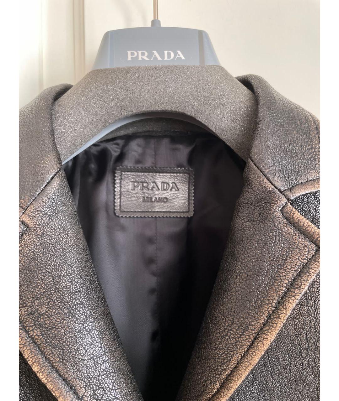 PRADA Коричневый кожаный жакет/пиджак, фото 3