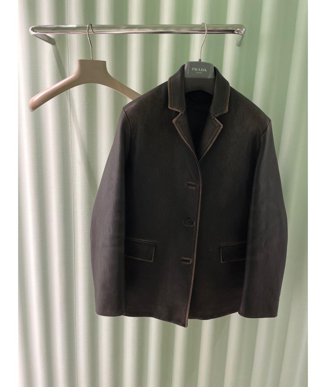 PRADA Коричневый кожаный жакет/пиджак, фото 6