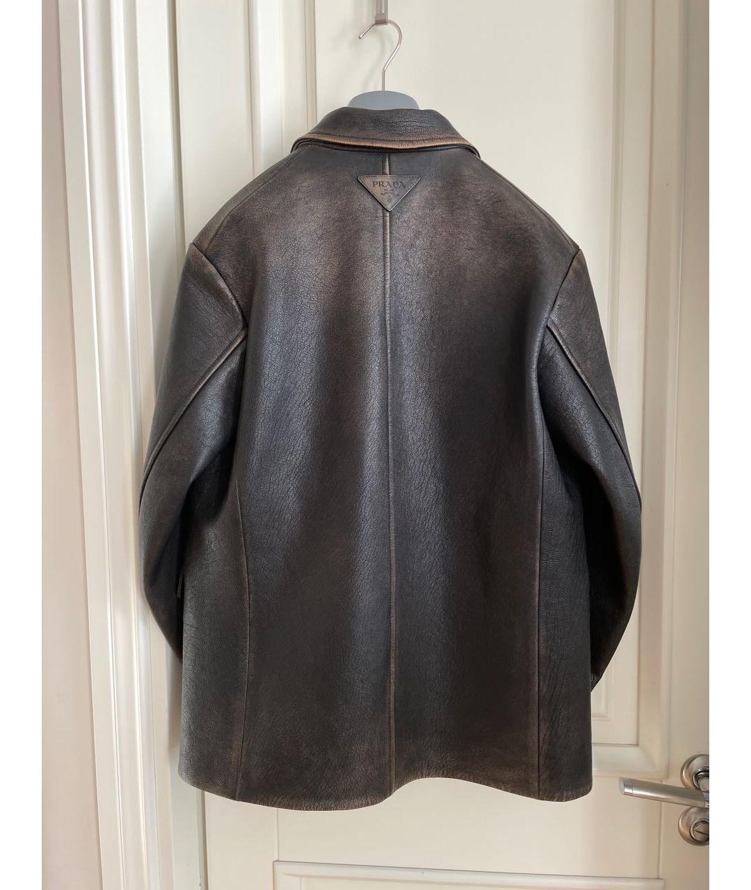 PRADA Коричневый кожаный жакет/пиджак, фото 2
