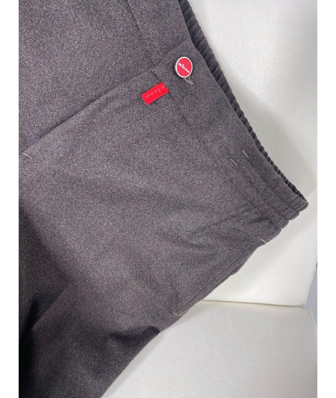 KITON Коричневые шерстяные повседневные брюки, фото 4