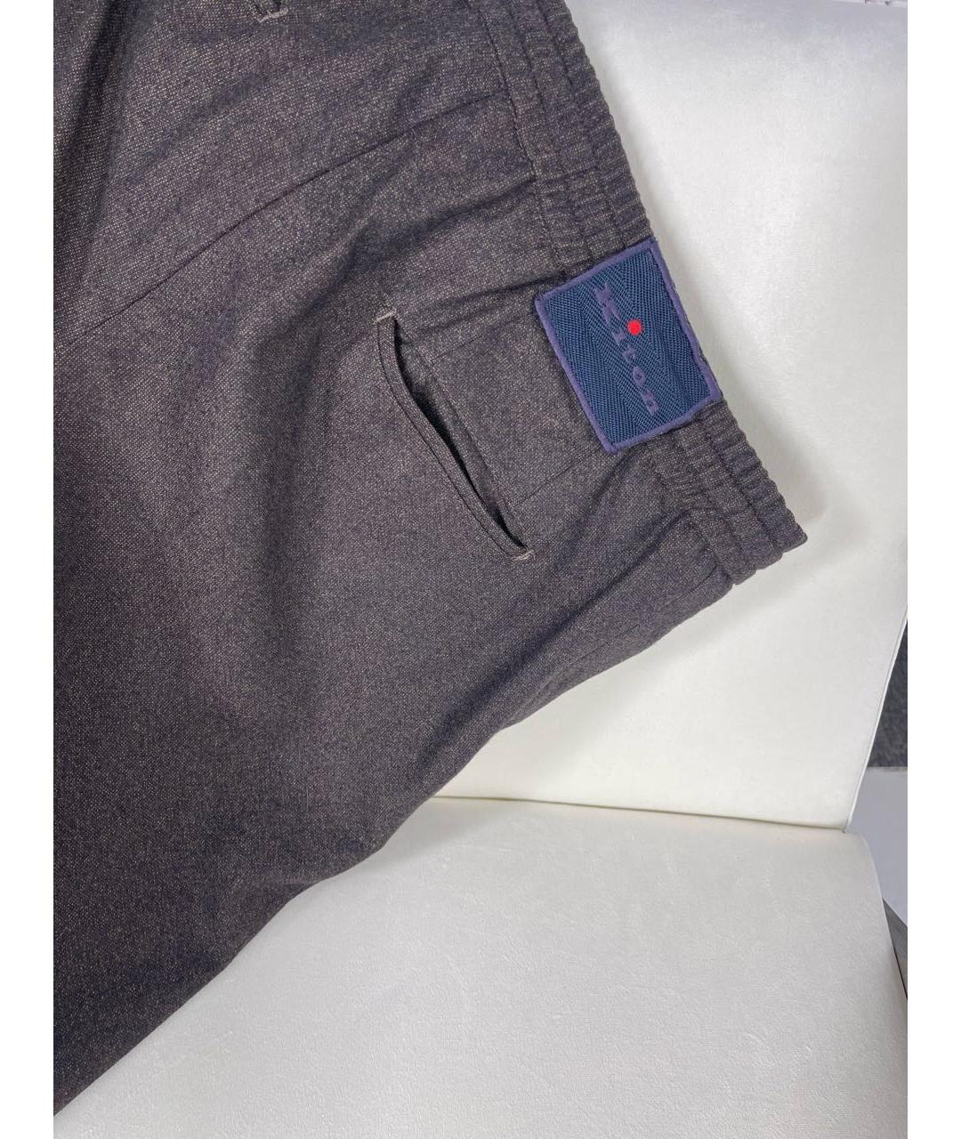KITON Коричневые шерстяные повседневные брюки, фото 3