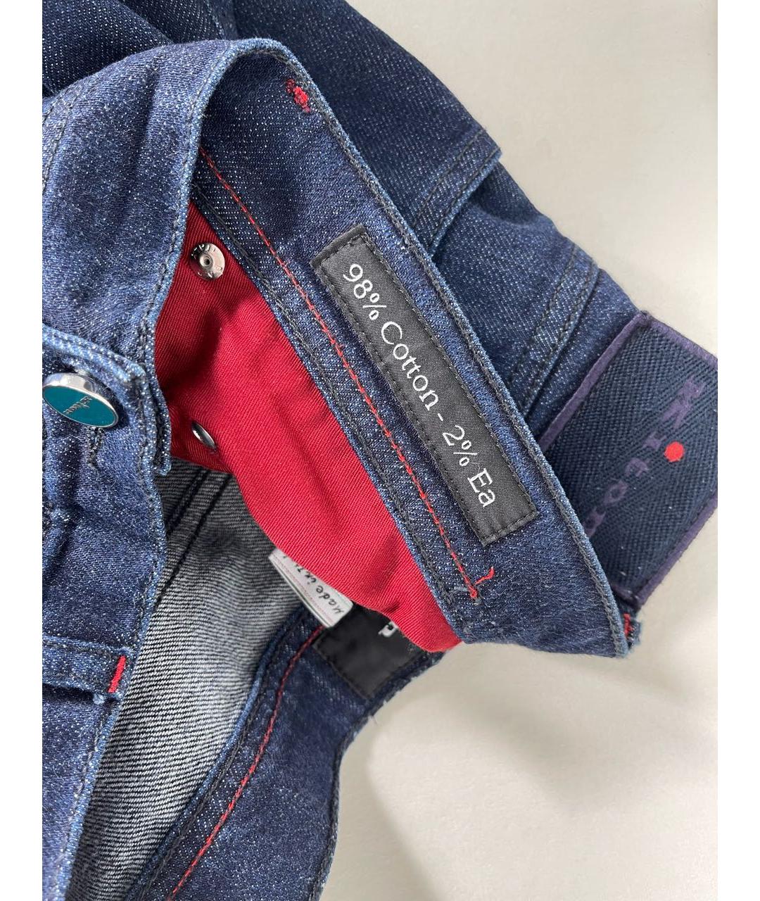 KITON Темно-синие хлопковые прямые джинсы, фото 6