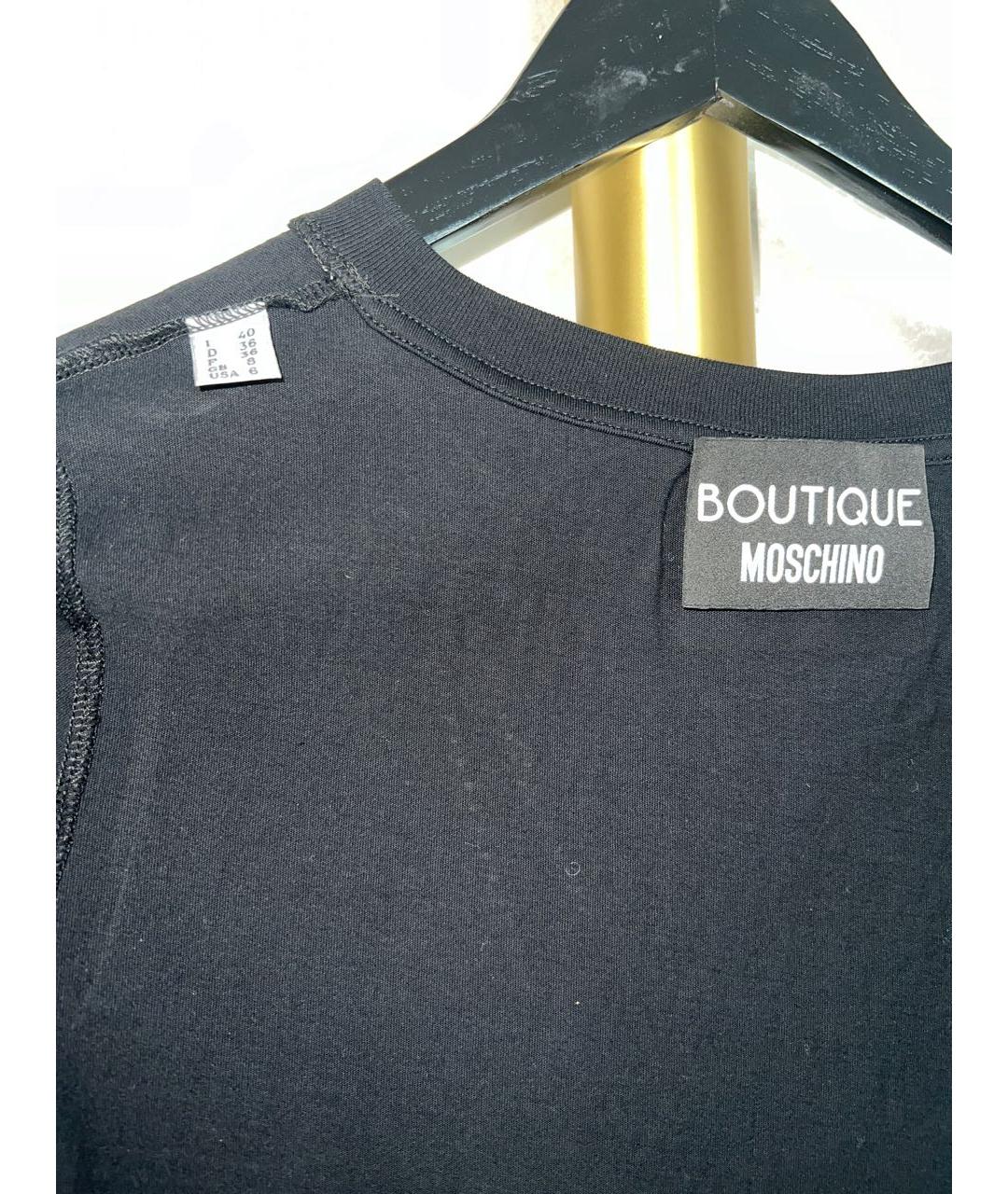 BOUTIQUE MOSCHINO Черная хлопковая футболка, фото 3