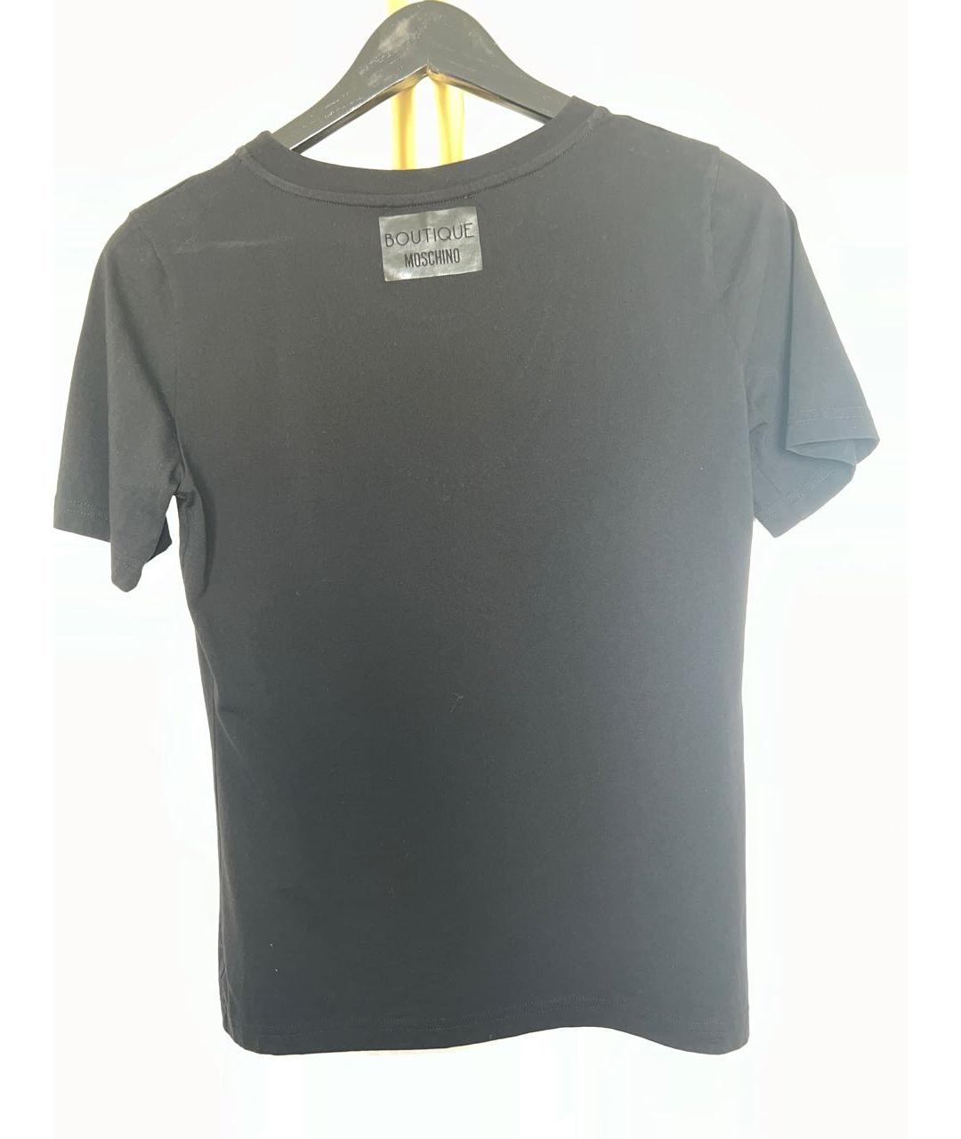 BOUTIQUE MOSCHINO Черная хлопковая футболка, фото 2