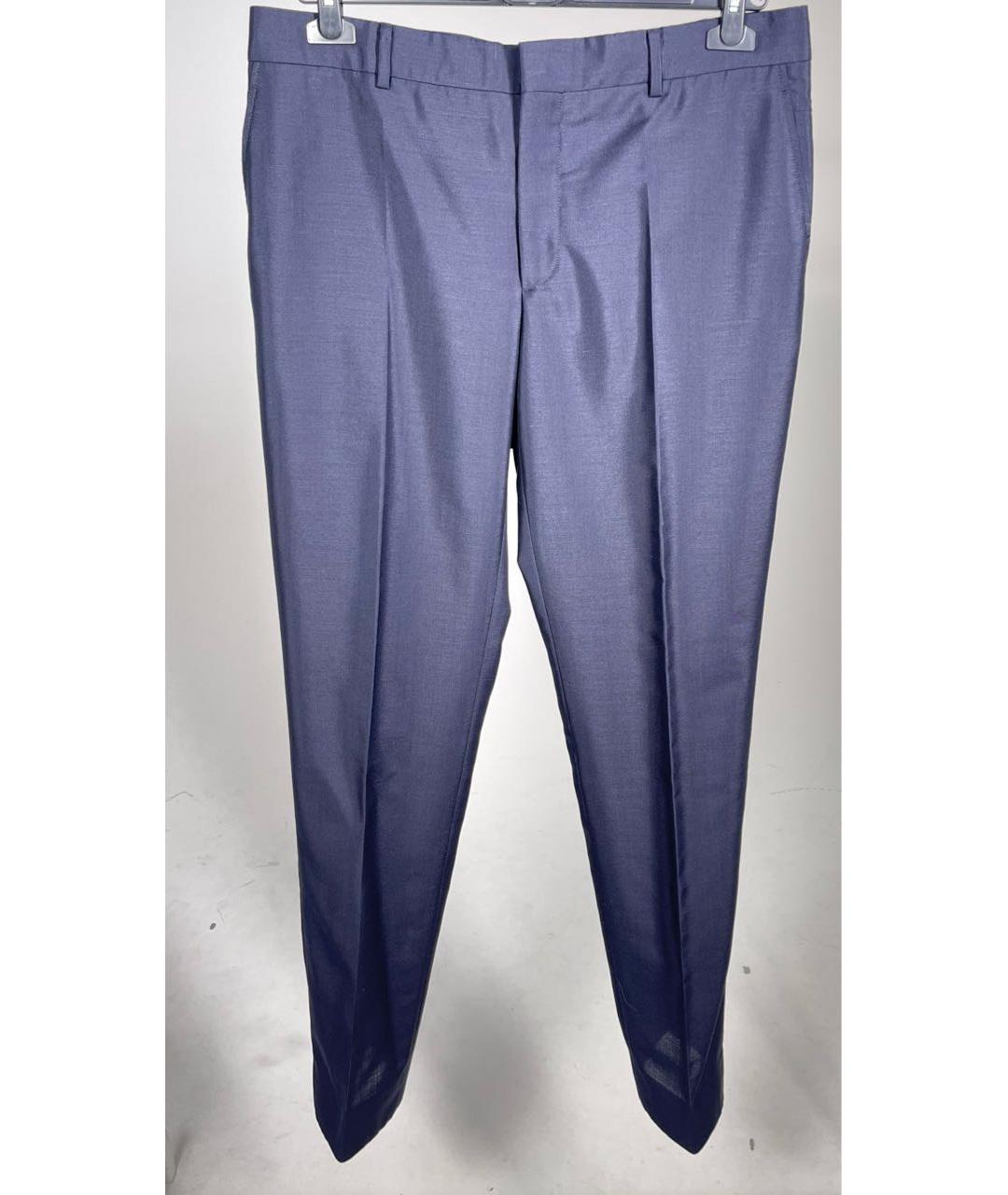HERMES PRE-OWNED Синие шерстяные классические брюки, фото 7