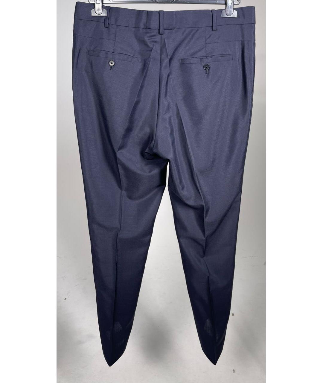 HERMES PRE-OWNED Синие шерстяные классические брюки, фото 2