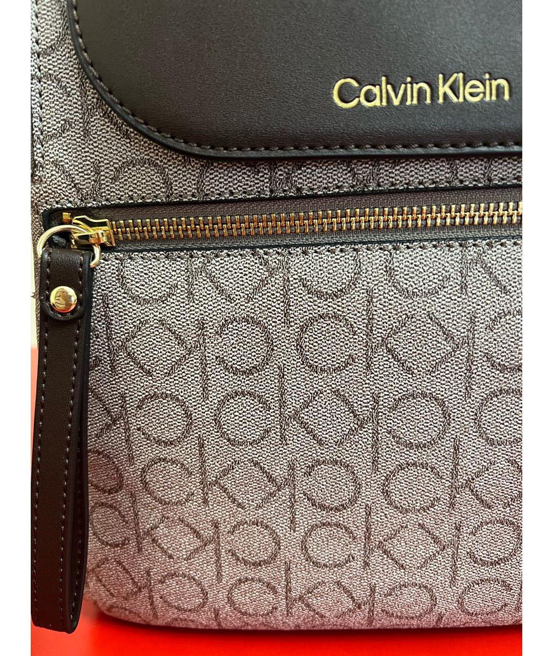 CALVIN KLEIN Коричневый рюкзак из искусственной кожи, фото 8