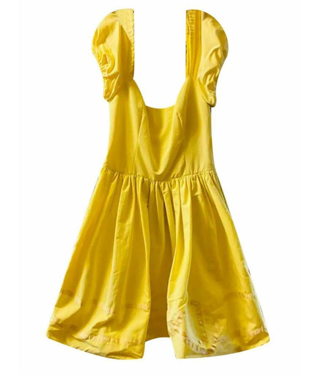 RED VALENTINO Желтое хлопко-эластановое коктейльное платье, фото 1