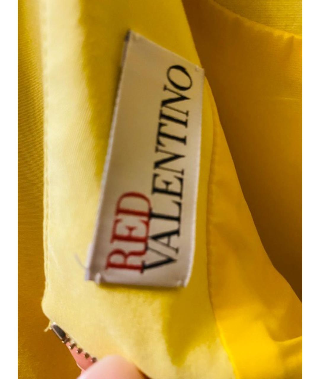 RED VALENTINO Желтое хлопко-эластановое коктейльное платье, фото 4