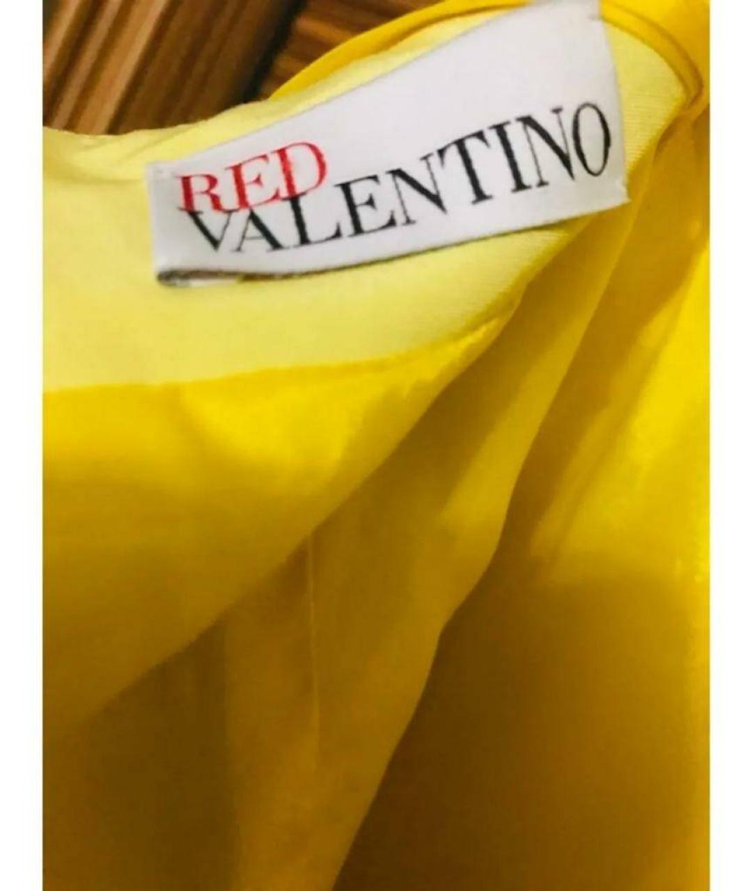 RED VALENTINO Желтое хлопко-эластановое коктейльное платье, фото 3